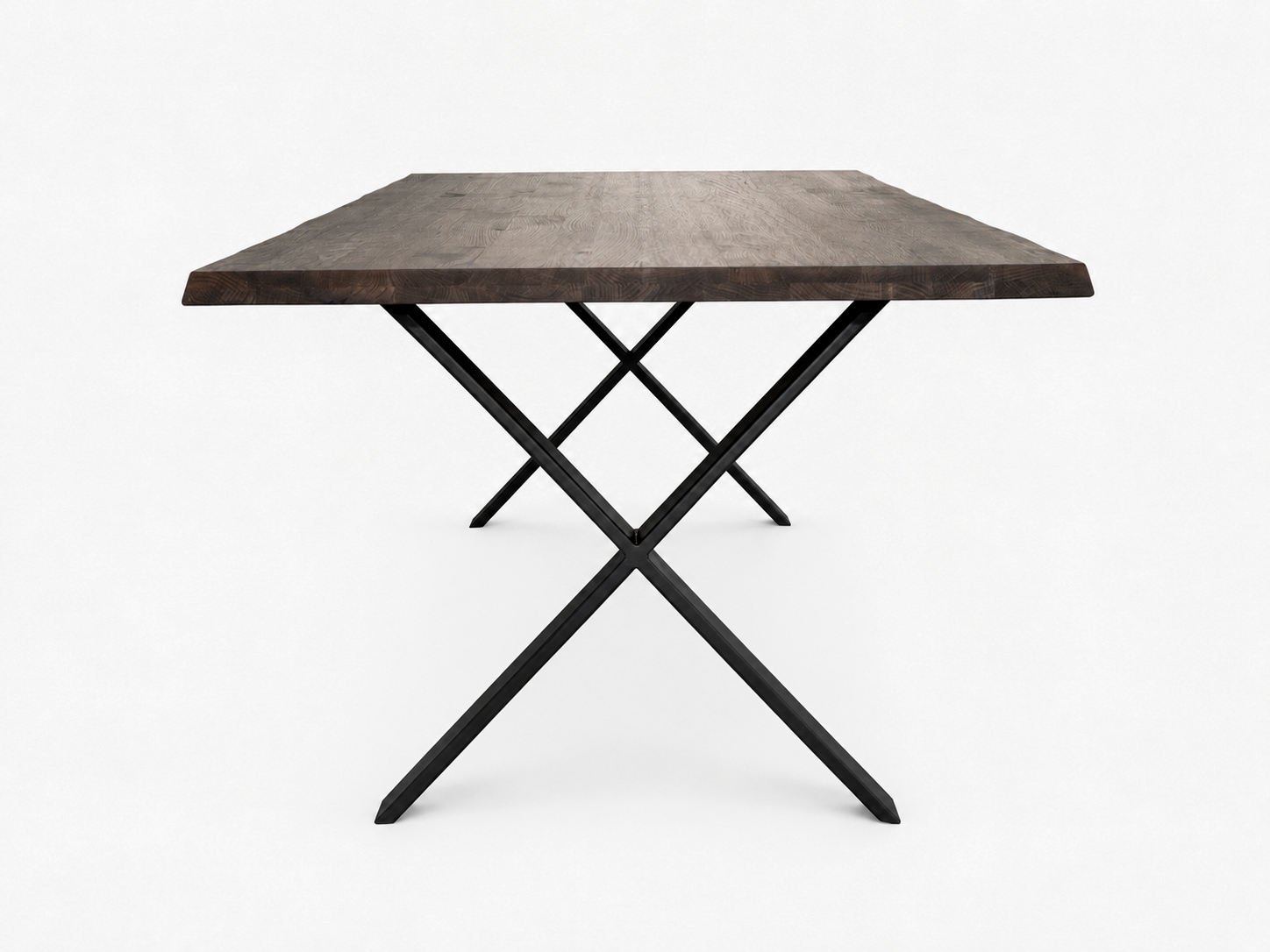GOODproduct Esstisch »»NARVIK« Speisetisch, Küchentisch, Wohntisch, Esszimmertisch« Wildeiche geölt Natur/Smoke, Baumkante, X-Gestell schwarz Metall