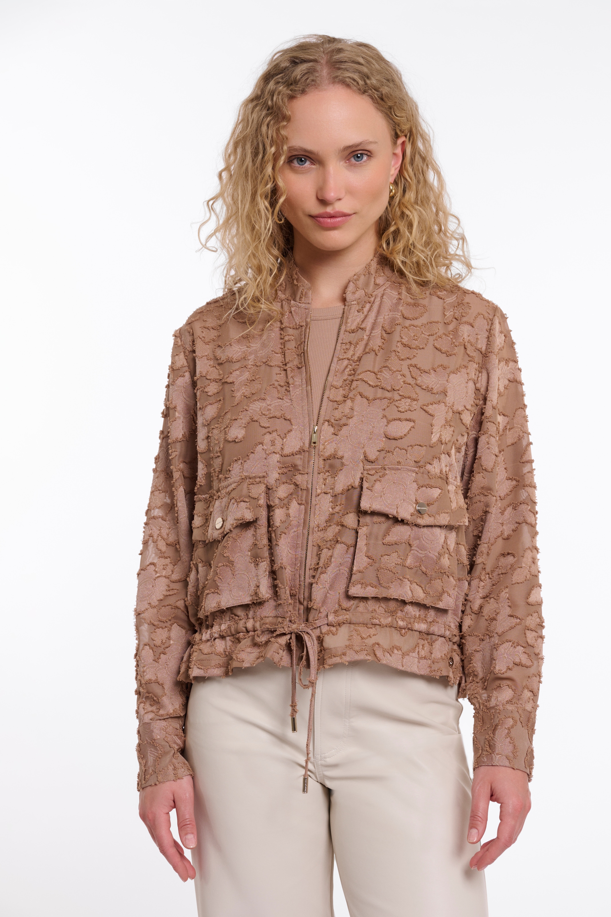 Image of Rino & Pelle Blouson "PRIORI" ohne Kapuze mit Häkeldetails und Reissverschluss