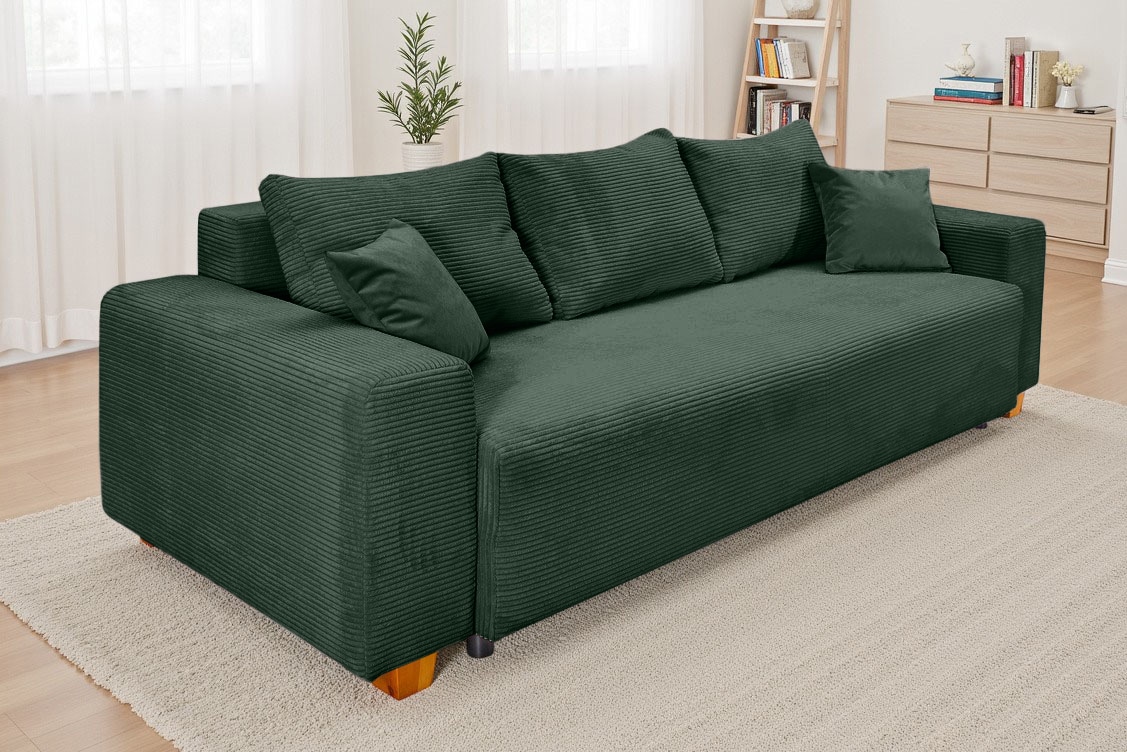 Image of COLLECTION AB Schlafsofa "Yves, B: 243 cm, Liegefl. 142x194 cm" Schlaffunktion, Bettkasten & 2 Zierkissen, Federkern