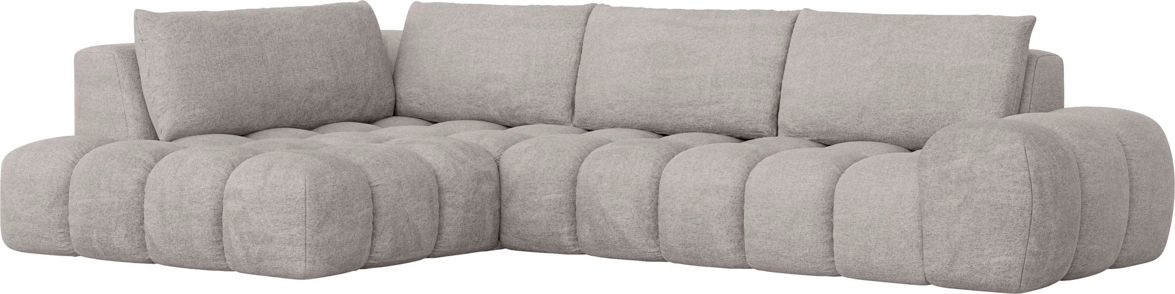 INOSIGN Ecksofa »AZITA Designsofa, elegant und bequem L-Form, Bubble-Optik«, lose Rückenkissen, traumhafte Steppung, Masse B/T/H: 352/210/72 cm