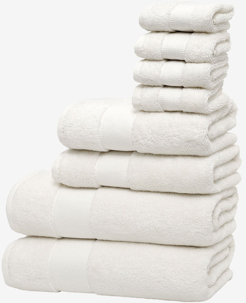 Wolkenfeld Handtuch Set »Premium Low-Twist Baumwolle 550 g/m² – 8-teilig mit Waschlappen« 8 tlg. Frottier 2 Badetücher, 2 Handtücher gross & 4 Waschlappen