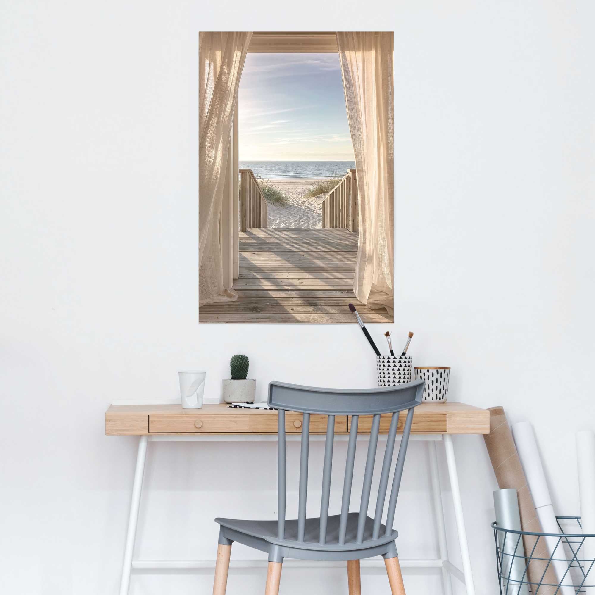 Image of Reinders Poster "Strandweg" Blumen 1 Stk. tlg. Wohnzimmer - Beige - Bilderdruckpapier - Blumen & Pflanzen -61x91,5 cm