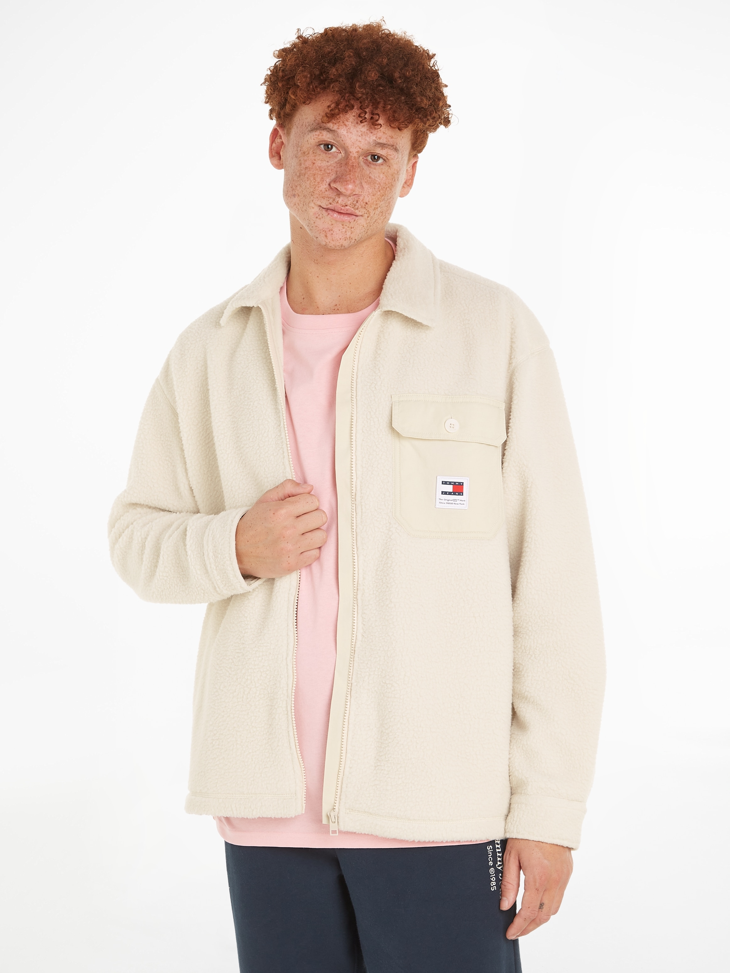 Tommy Jeans Fleecehemd »TJM SOLID TEDDY OVERSHIRT«, mit Brusttasche