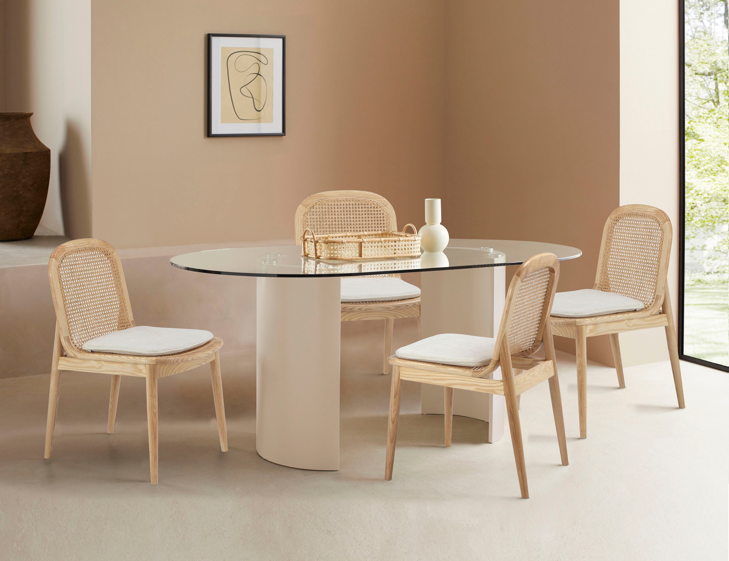 Image of LeGer Home by Lena Gercke Esszimmerstuhl »Mavie«, (Set), 2er-Set, Massivholz mit Rattaneinsatz, inkl. Sitzkissen bei Ackermann Versand Schweiz