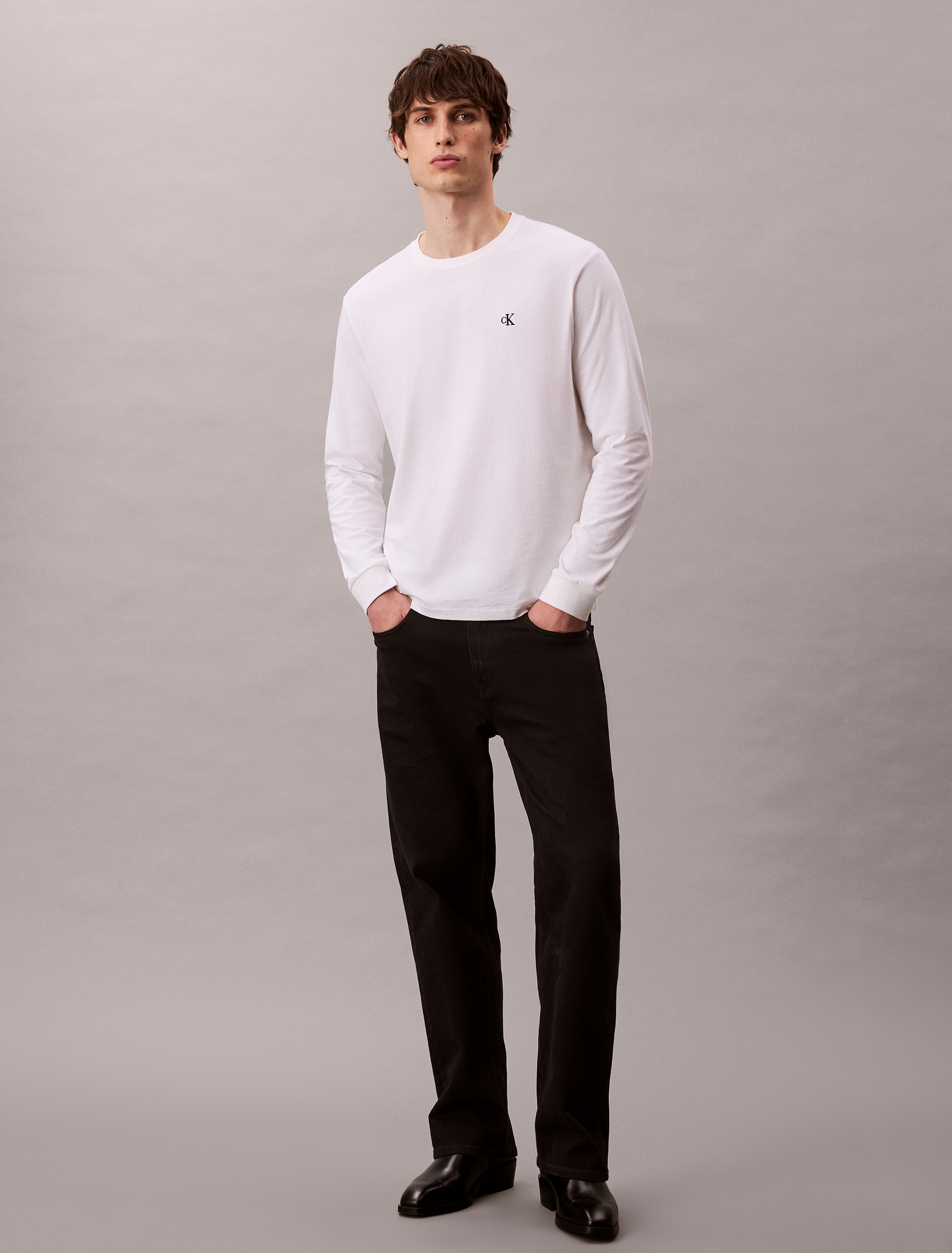 Calvin Klein Jeans Langarmshirt »LS EASY MONOGRAM TEE« Mit Rundhalsausschnitt, regular fit