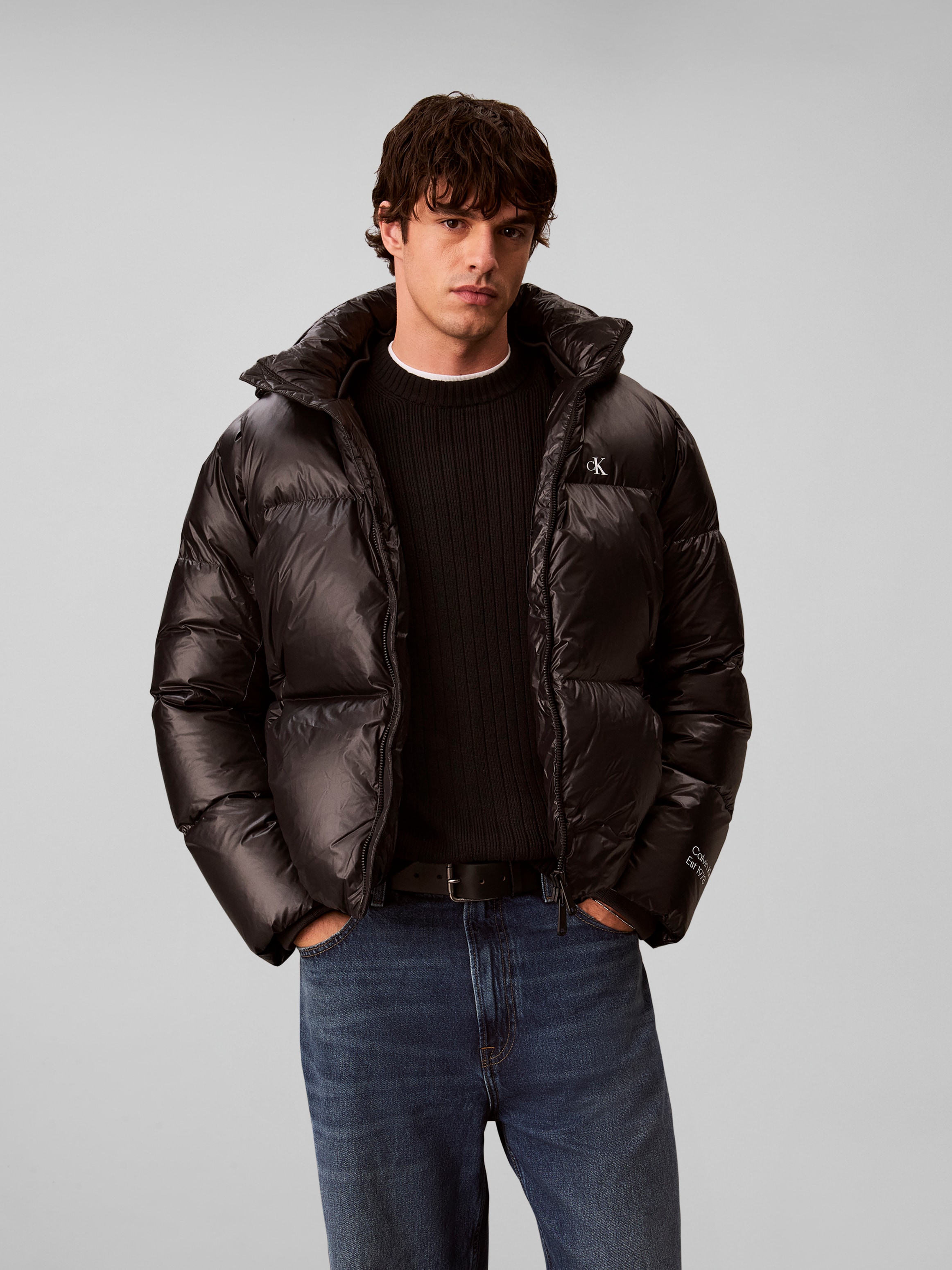 Image of Calvin Klein Steppjacke "LS GLOSSY DETACHABLE HD DOWN PUF" ohne Kapuze Regular fit mit Kapuze