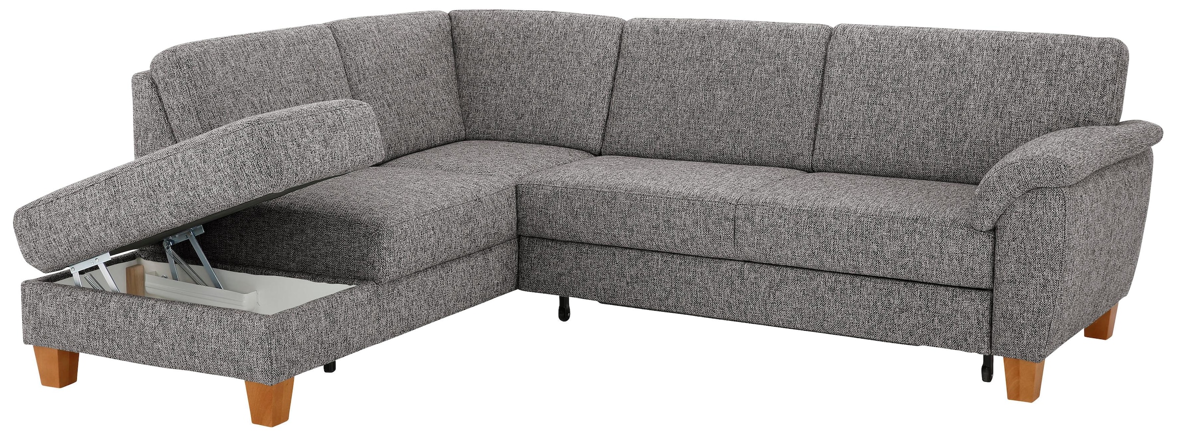 Home affaire Ecksofa »Alta L-Form«, mit Federkern und Kontrastnaht, Füsse Buche eichefarben