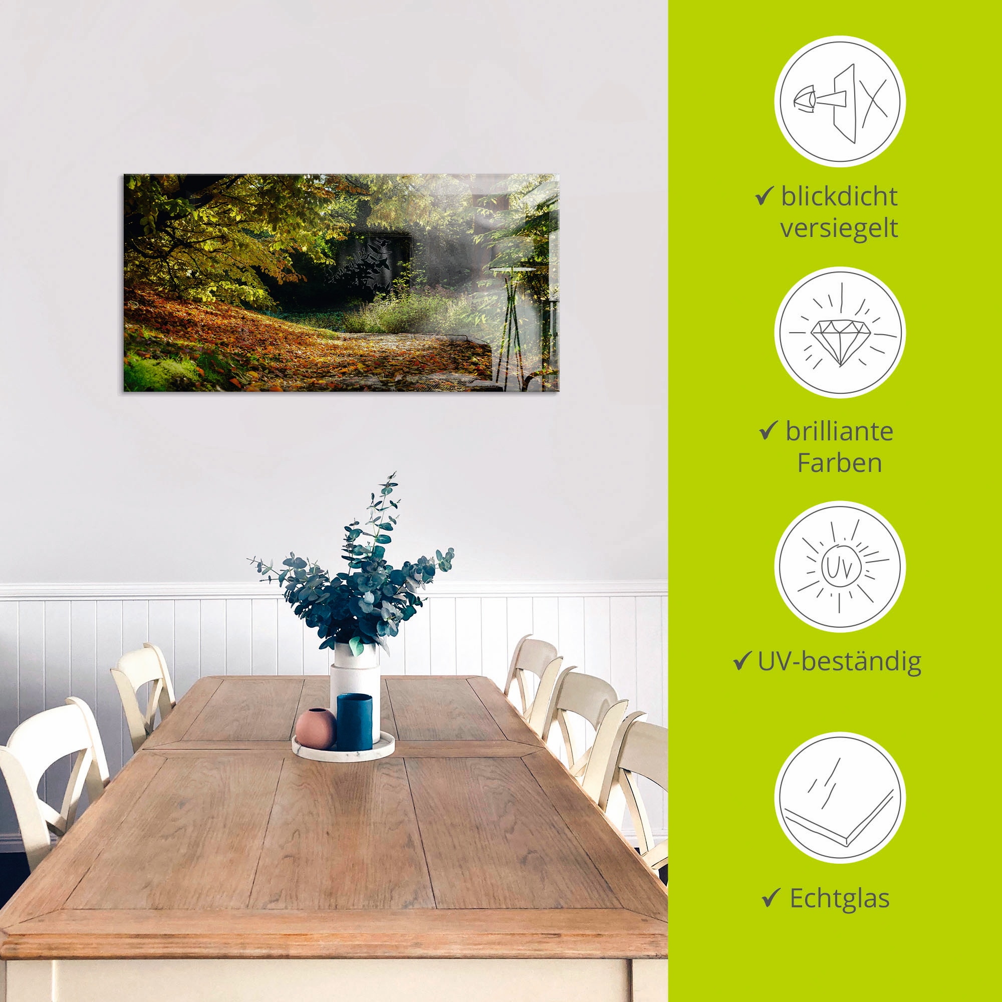Artland Glasbild »Herbstteppich«, Wald, (1 St.), in verschiedenen Grössen