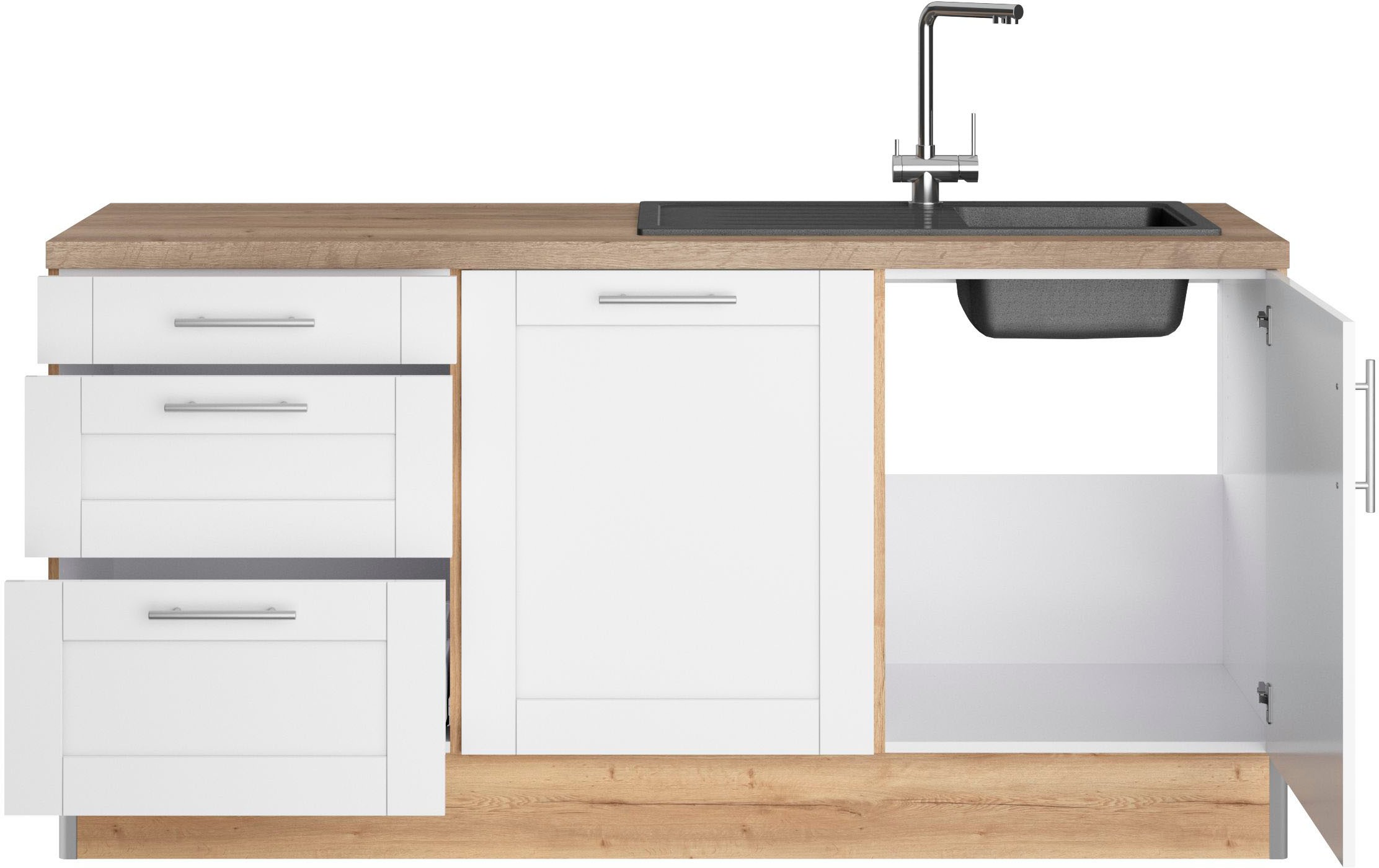 KOCHSTATION Küche »KS-Ahus«, 180 cm breit, wahlw.mit E-Geräten, Soft Close Funktion, MDF Fronten