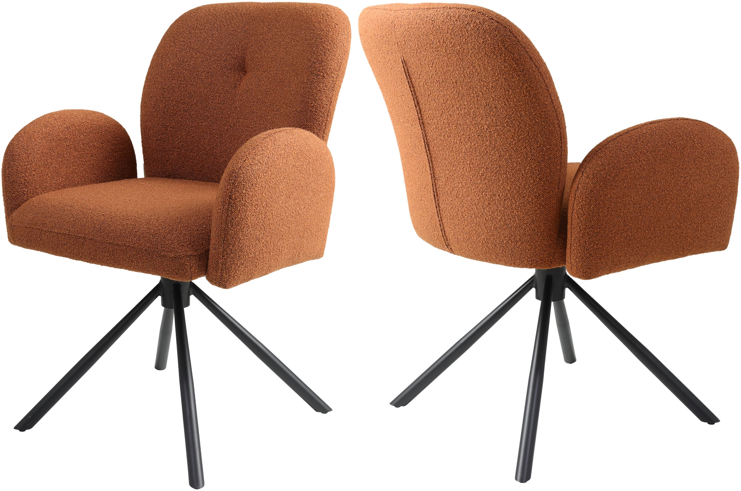 Image of TOM TAILOR HOME Armlehnstuhl "PEBBLE ARMCHAIR" (Set) 2 Stk.Esszimmerstuhl, mit Armlehnen, 4-Fussgestell, 140 kg belastbar, drehbar