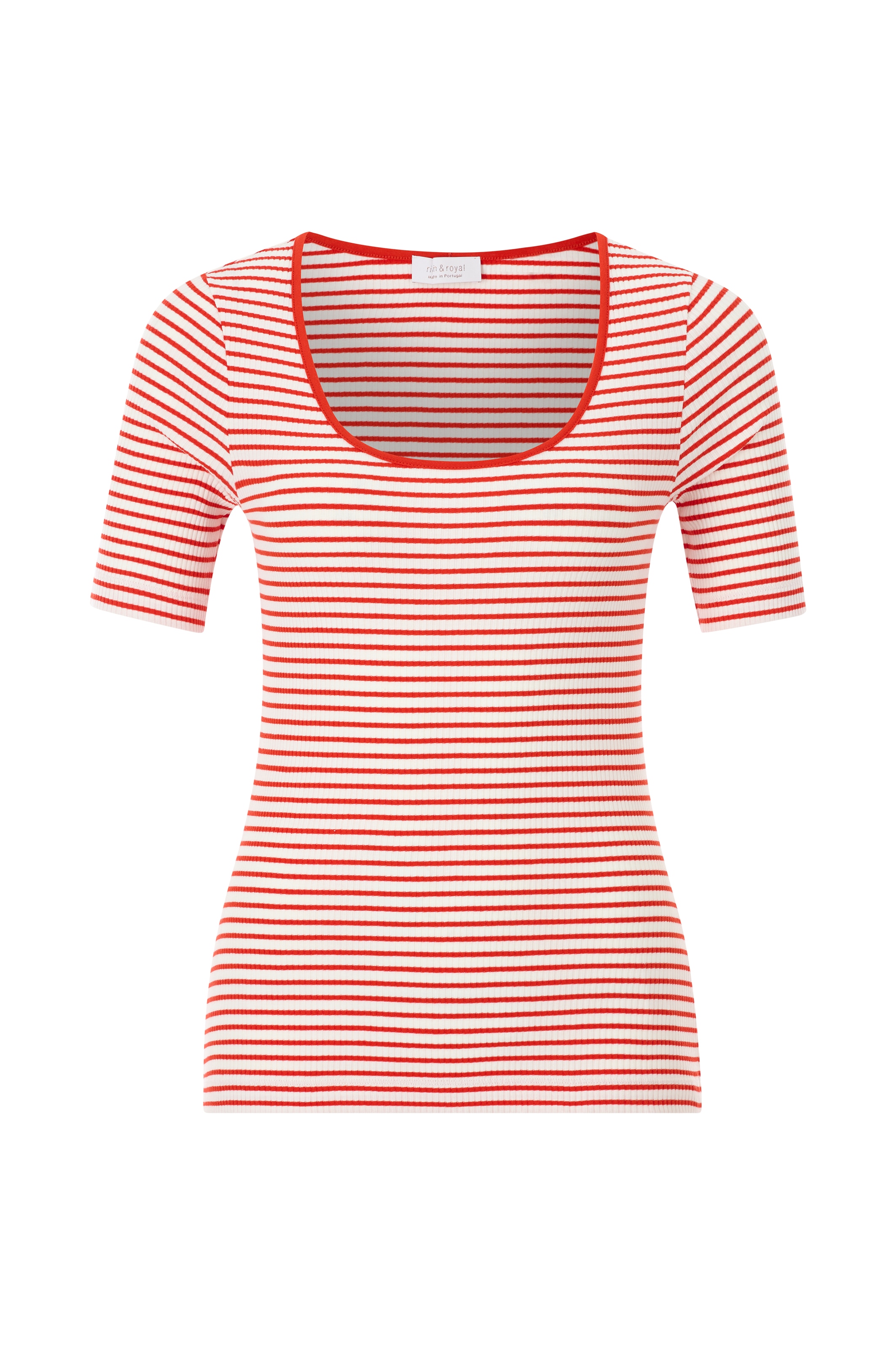 RICHROYAL Kurzarmshirt Mit tiefem Rundhalsausschnitt