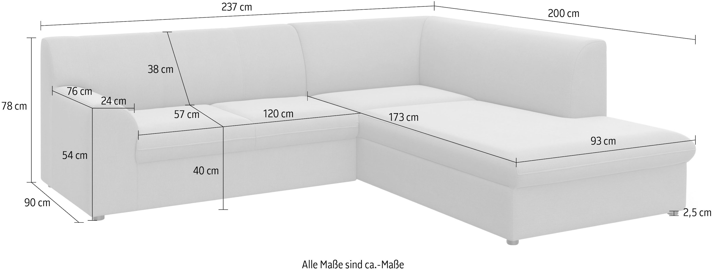 DOMO collection Ecksofa »Topper zeitlos elegant, kompakte Stellmasse, OTTOs Choice, L-Form«, mit Ottomane, wahlweise mit Schlaffunktion