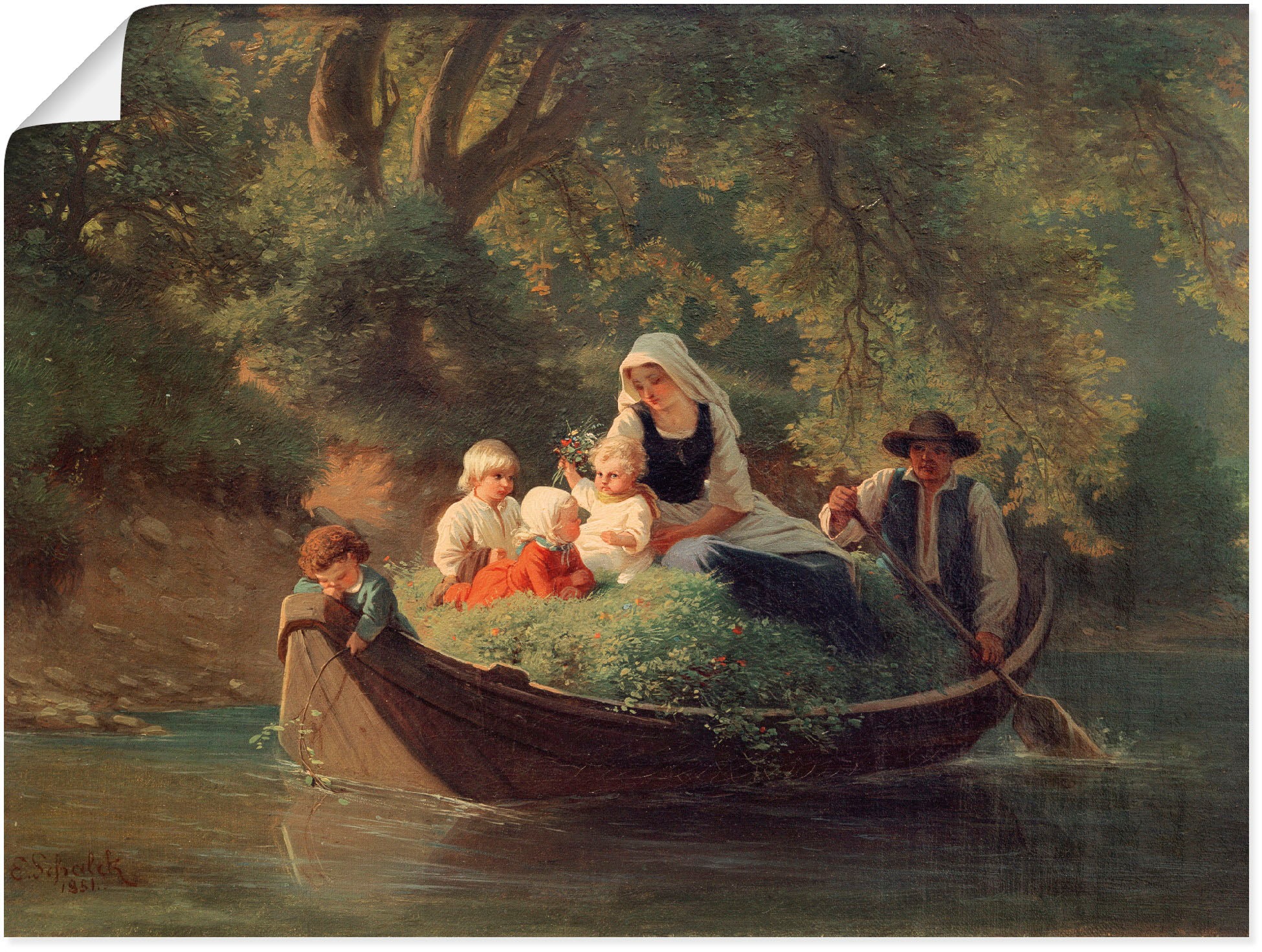 Wandbild »Bauernfamilie in einem Boot«, Gruppen & Familien, (1 St.), als Leinwandbild,...