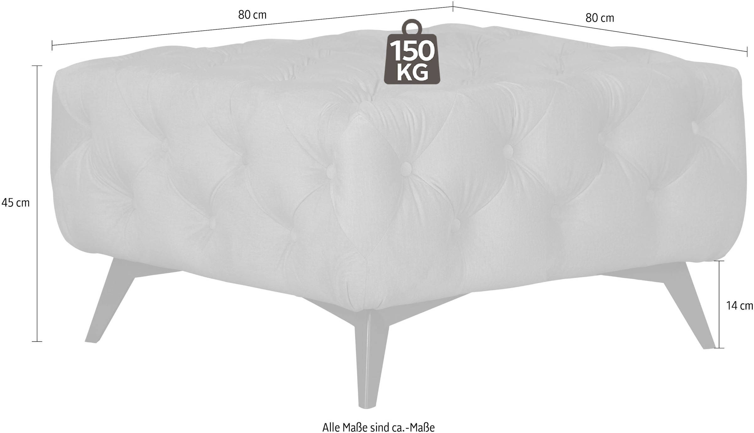 Home affaire Polsterhocker »Amaury« Chesterfield-Optik, Breite 80cm, Fussfarbe wählbar