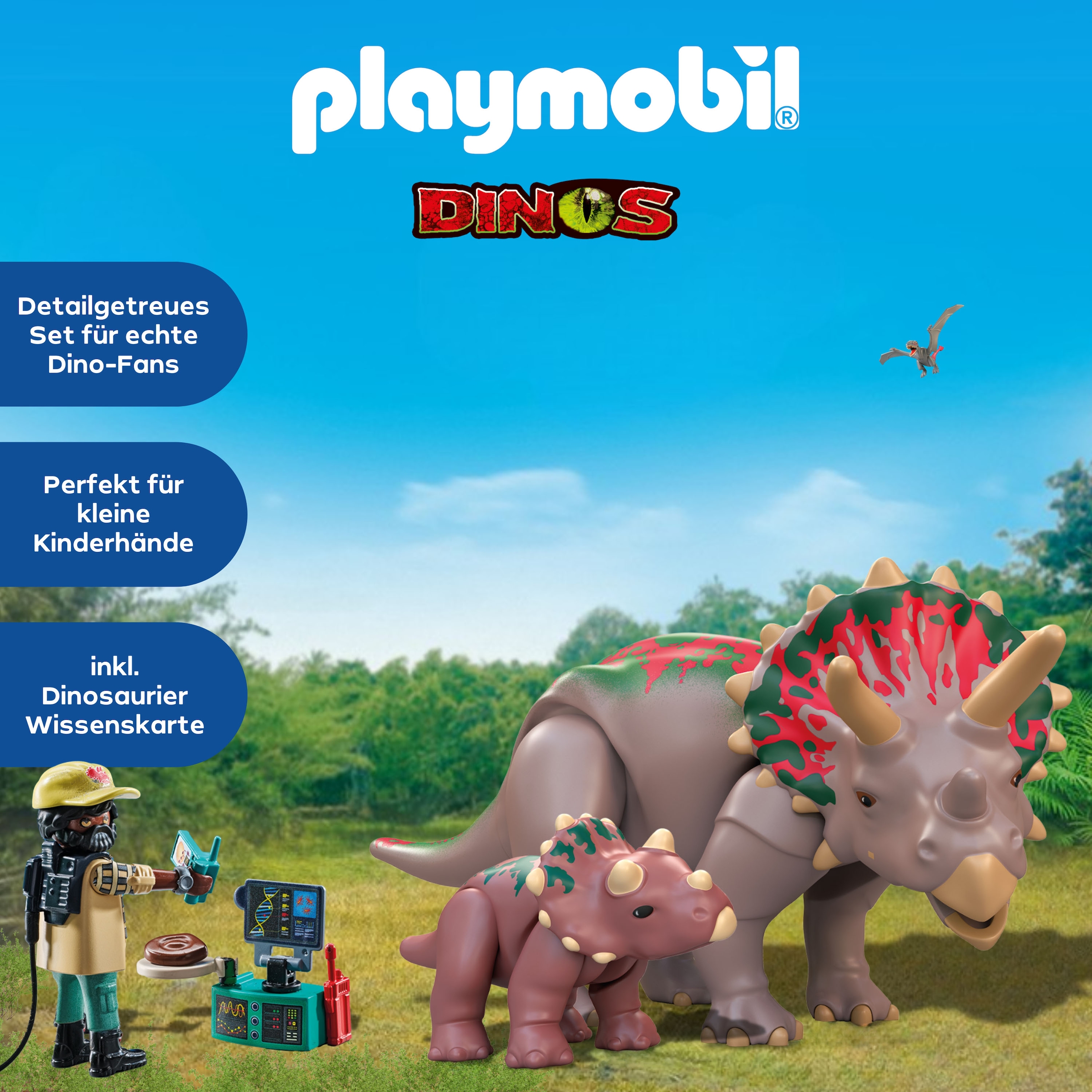 Playmobil® Konstruktions-Spielset »Triceratops mit Jungtier (71821), Playmobil Dinos«