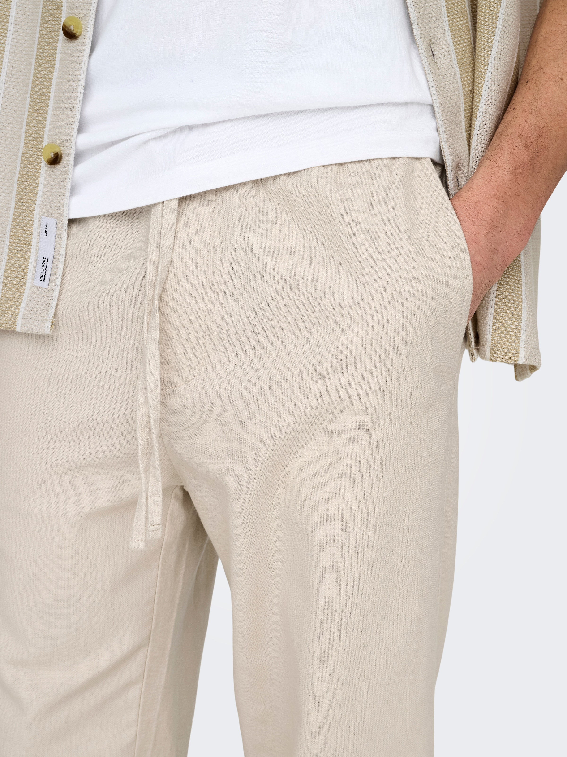 ONLY & SONS Pantalon à enfiler »ONSSINUS LOOSE 0007 COT LIN PANT NOOS«  Baumwolle mit Leinen, locker geschnitten