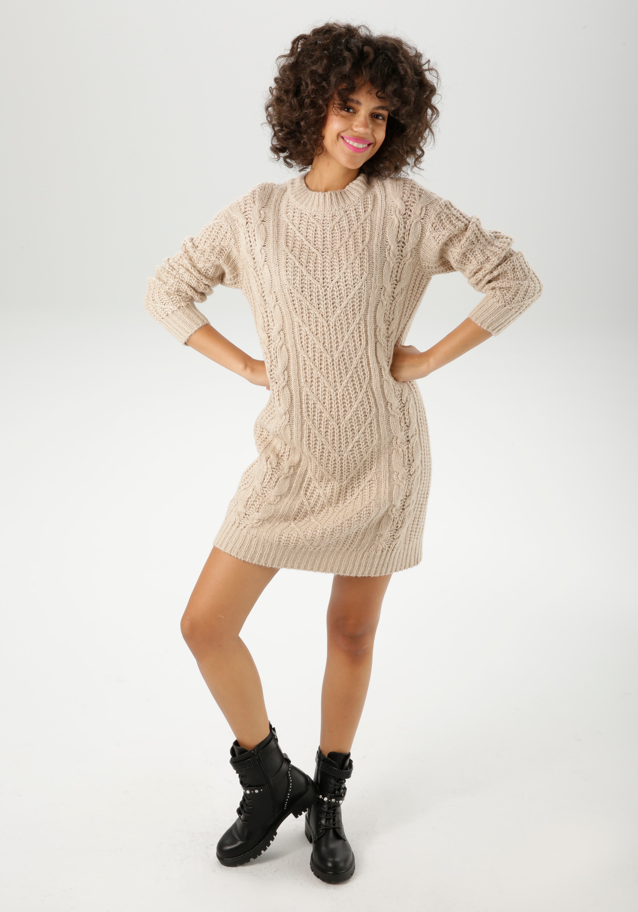 Aniston CASUAL Strickkleid, im trendigen Muster-Mix - NEUE KOLLEKTION