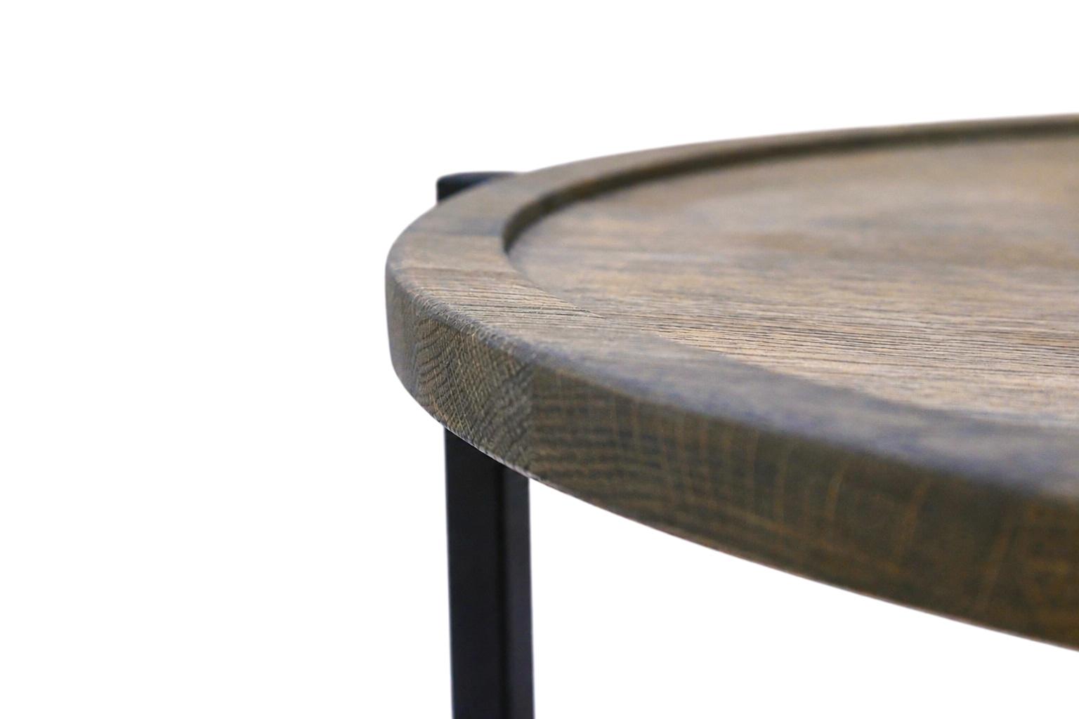 GOODproduct Couchtisch »Odense, Wohnzimmertisch, Sofatisch, Beistelltisch, Kaffeetisch« Wildeiche geölt Natur/Smoke, rund (Ø 70 cm), Metallgestell