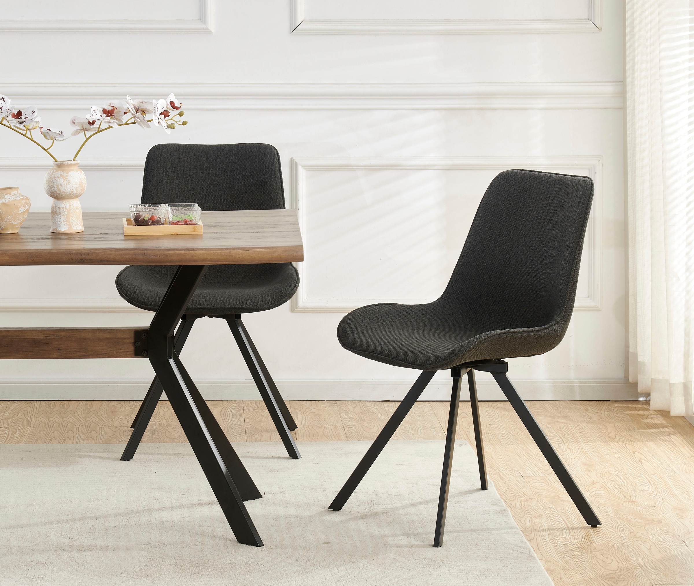 Home affaire Chaise pivotante »INUVIK, 2er Set, mit Metallgestell in matt schwarz« (Set) 2 cuisin verschiedenen Farben, Belsatbarkeit pro Stuhl 120 kg