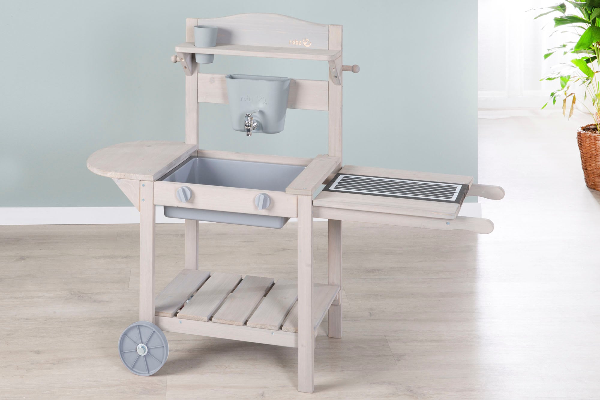 roba® Cuisine de jeu d'extérieur »Mobile Matschküche BBQ, aus Holz« FSC® - schützt Wald