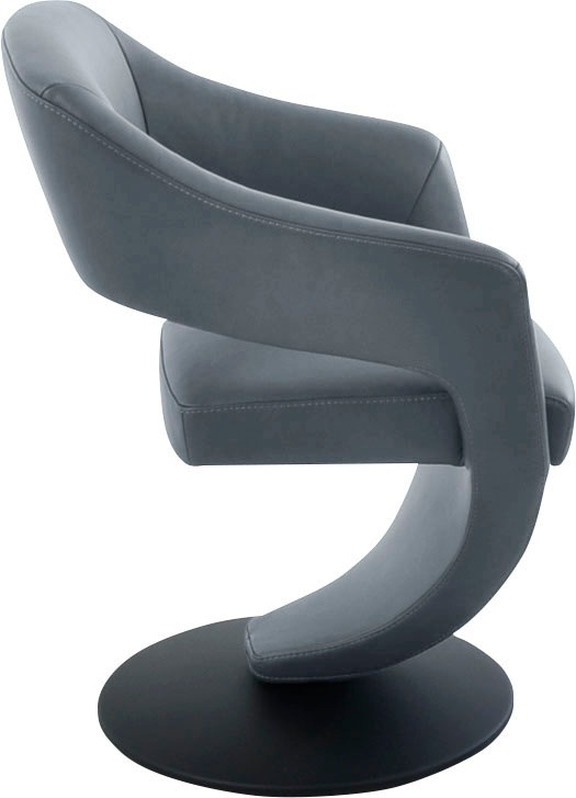 K+W Komfort & Wohnen Chaise pivotante »Kansas« () fauteuil pivotant en cuir design avec grand confort d’assise, plateau tournant noir