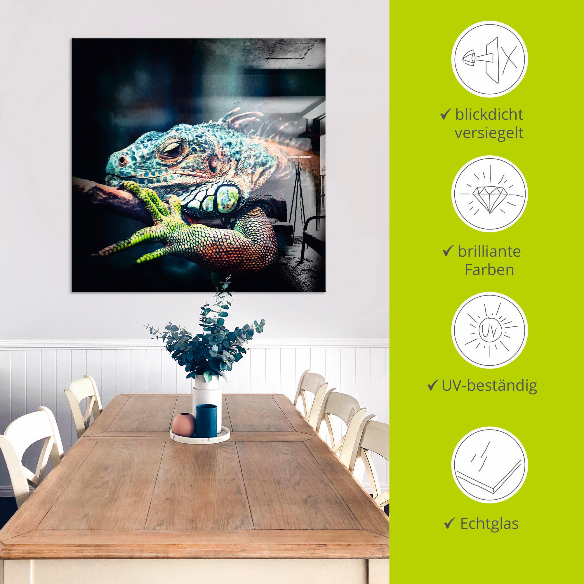Artland Glasbild »Leguan«, Reptilien, (1 St.), in verschiedenen Grössen