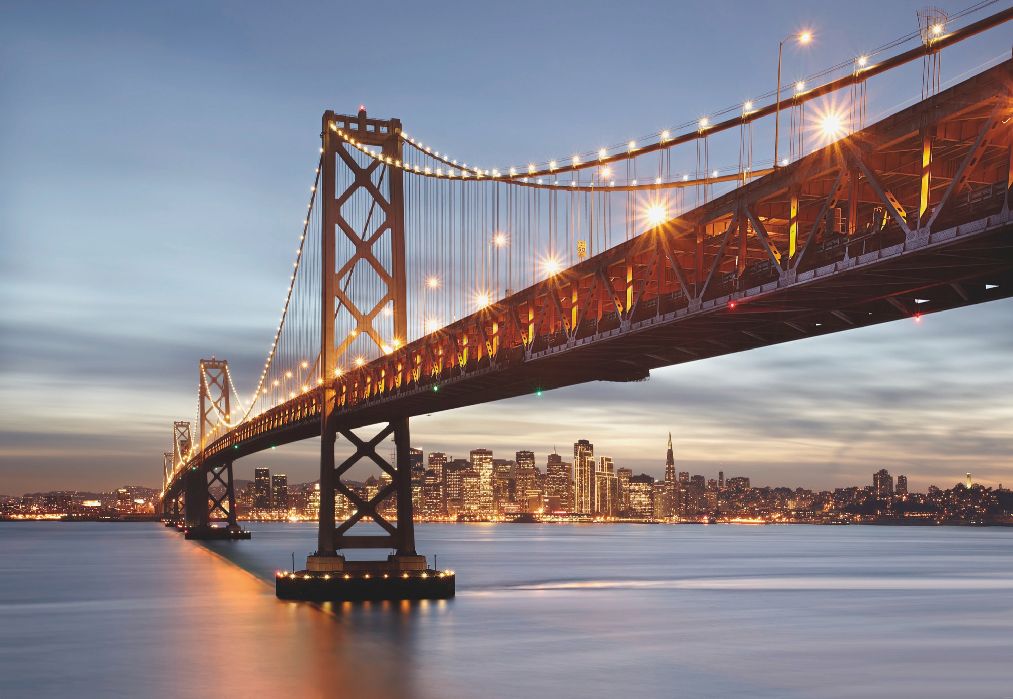 Image of Komar Fototapete "Bay Bridge - Grösse 368 x 254 cm" bedruckt glatt Wohnzimmer, Schlafzimmer