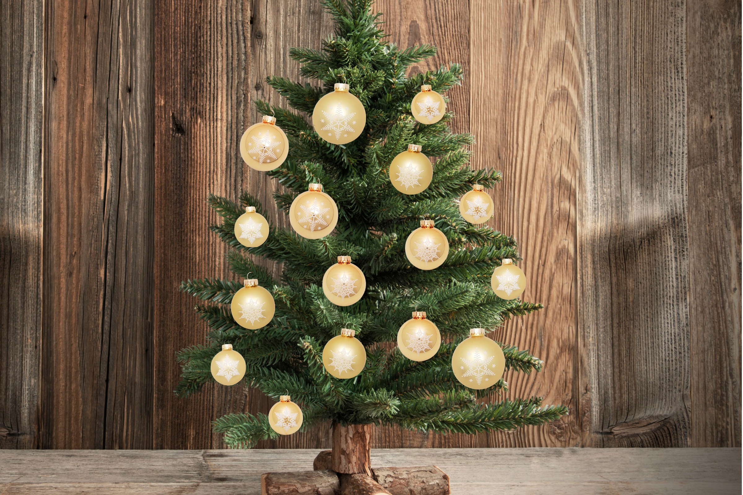 Krebs Glas Lauscha Weihnachtsbaumkugel »Schneeflocke goldfarben« Weihnachtsdeko, Christbaumschmuck, Christbaumkugeln aus Glas