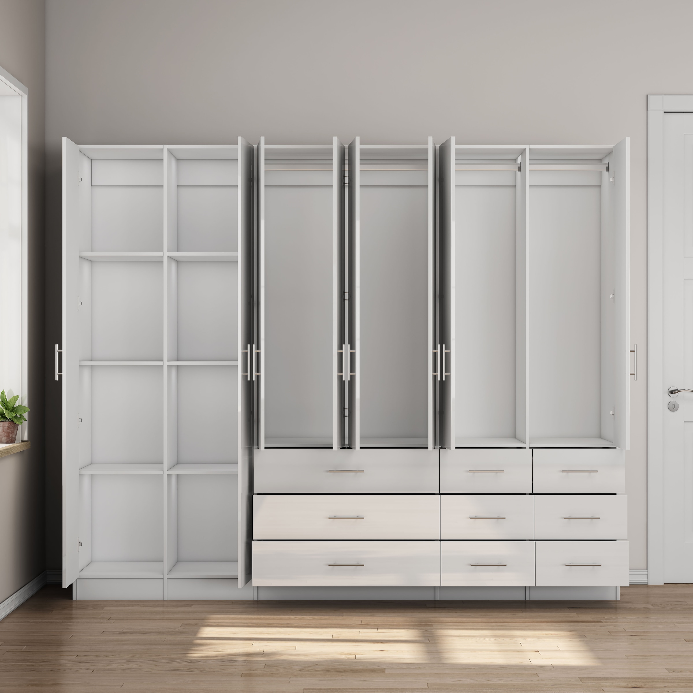 GOODproduct Kleiderschrank »Trento Schlafzimmerschrank Garderobe hochglanz« Schrank mit 6 Türen und 9 Schubladen, höchglänzende Fronten