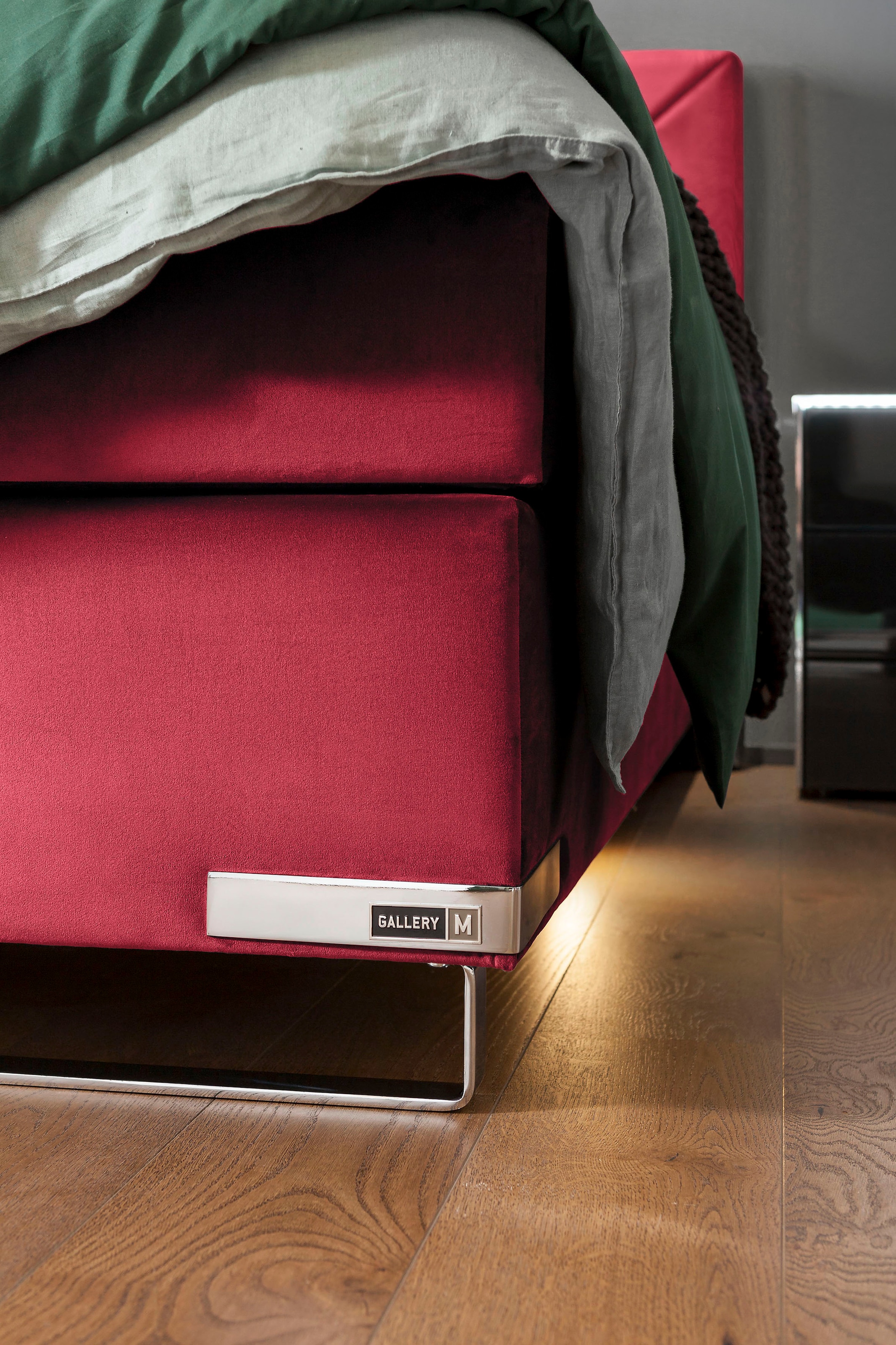 Musterring Boxspringbett »Dubai«, Kufe in Chrom, 3 Härtegrade, Kopfteil mit Knopfheftung