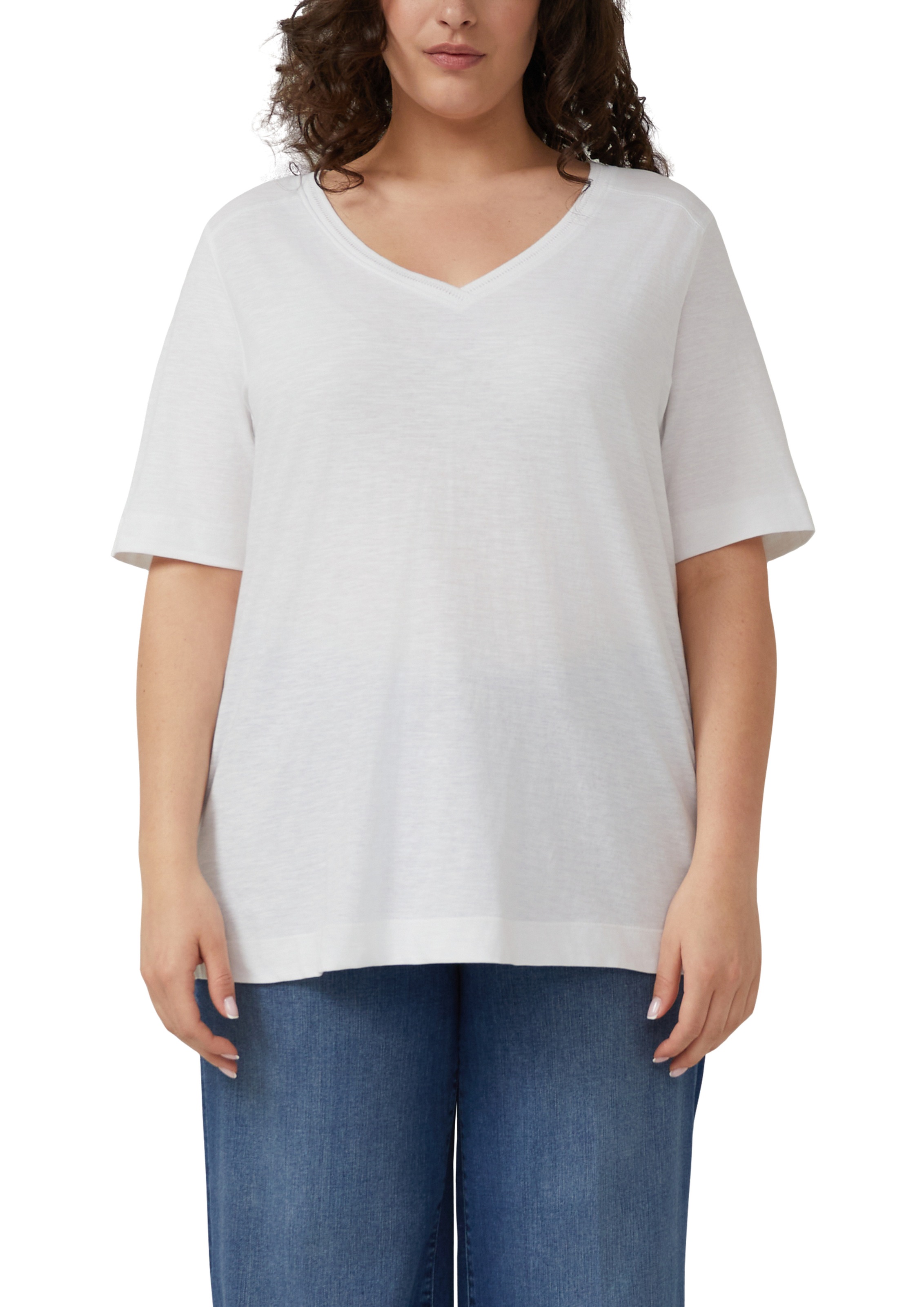 Image of s.Oliver CURVE V-Shirt Sommershirt aus reiner Baumwolle/Grosse Grössen