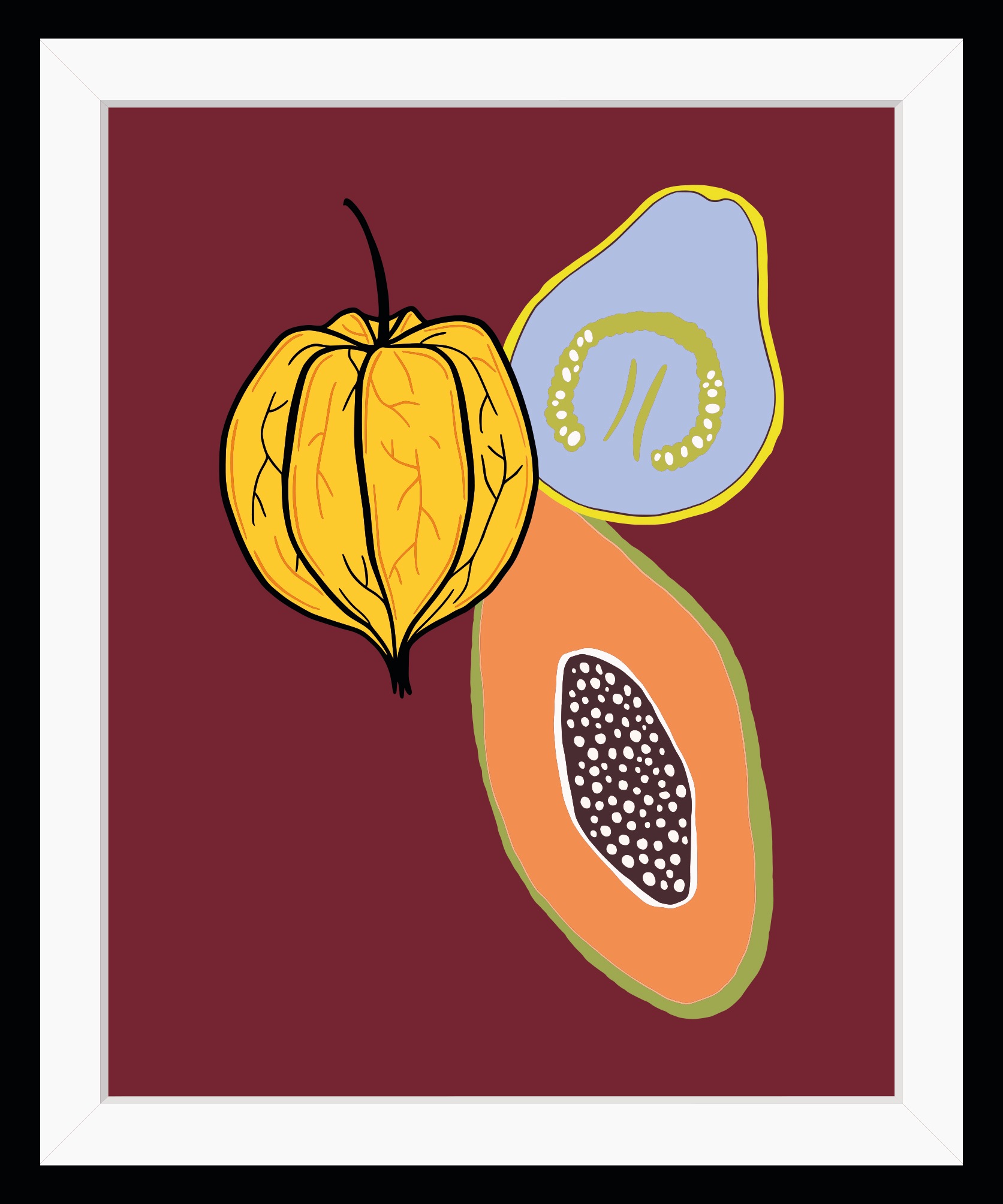 Image of queence Bild "Balea" Blätter Essen Lebensmittel Obst Obst Bilder HD Premium Poster-Druck inkl. Holzrahmen