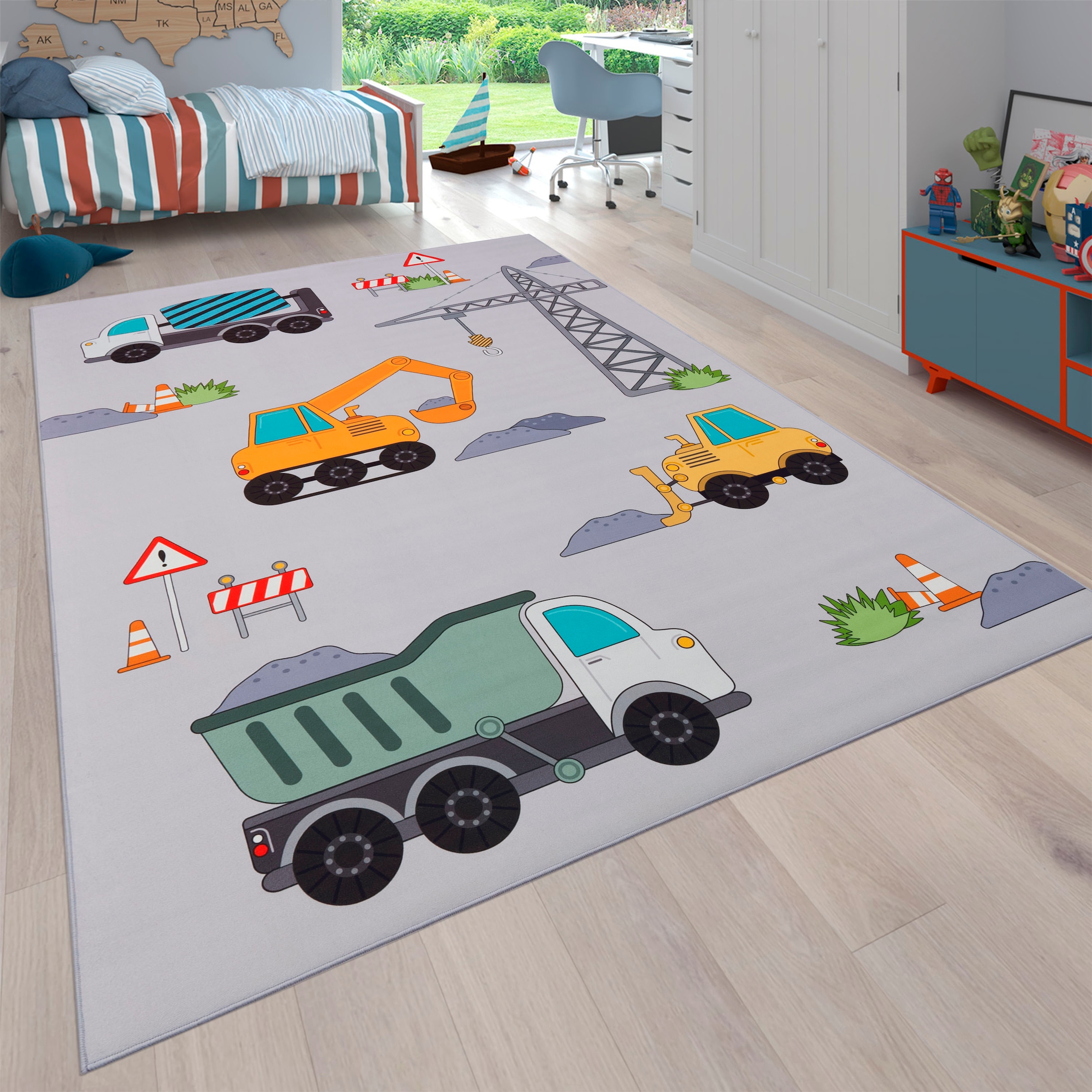 Kinderteppich »Bino 579«, rechteckig, Spielteppich, Motiv Autos & Baustelle, Kinderzimmer
