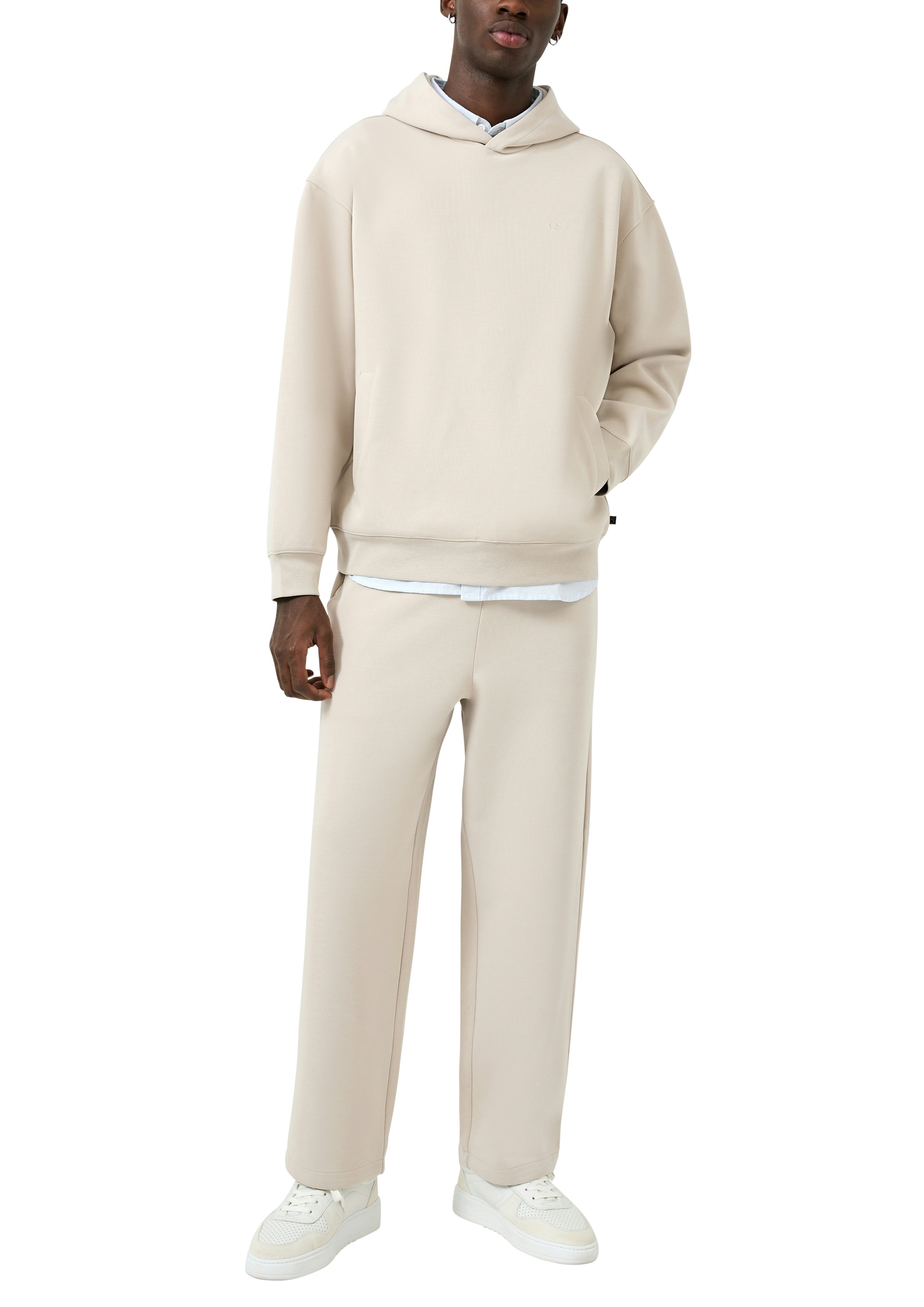 QS Kapuzensweatshirt , unifarben, mit Logo-Stickerei
