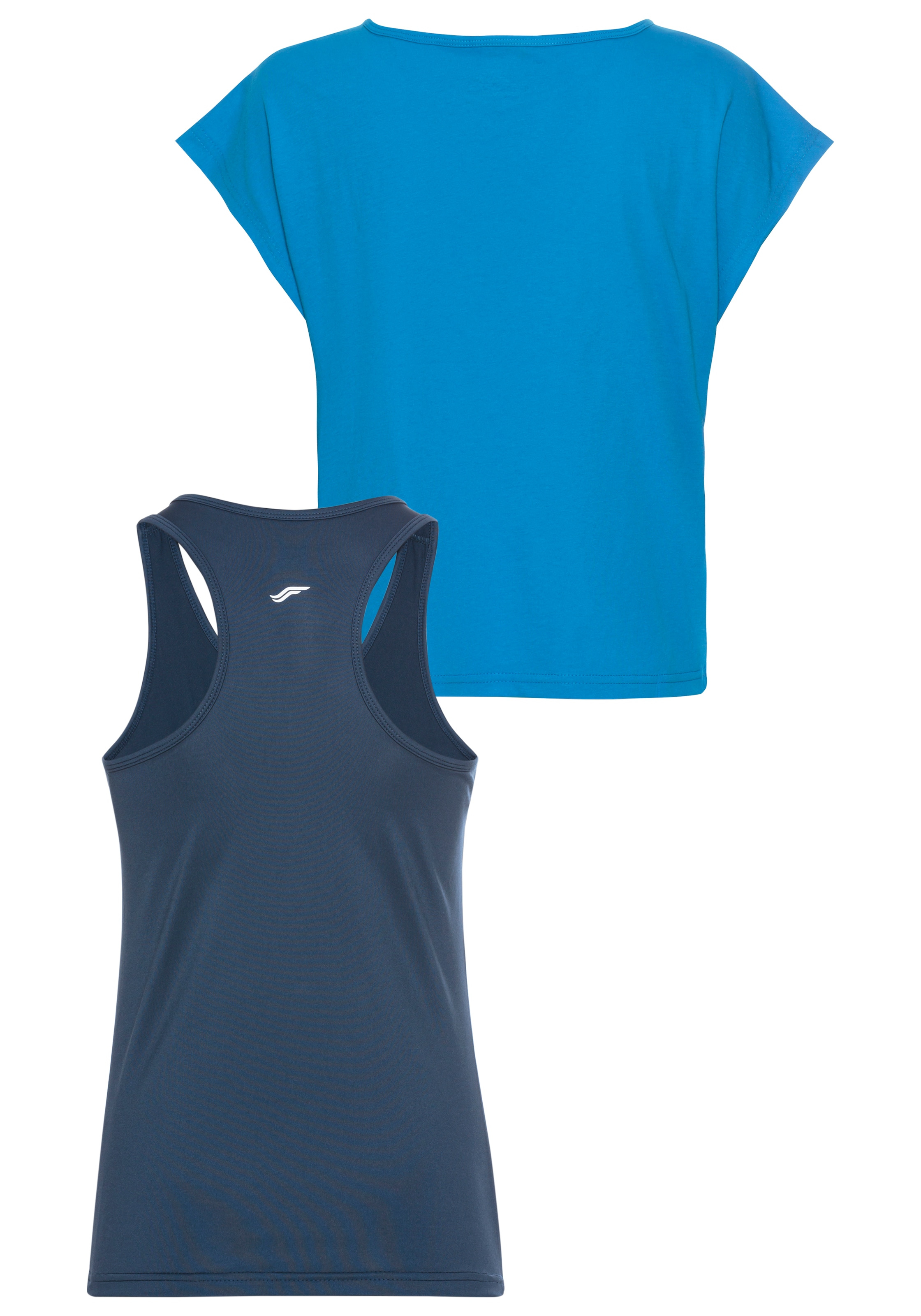 FAYN SPORTS Trainingsshirt »2-tlg. Shirt & Top«, (Spar-Set, 2 tlg.), Top mit Ringerrücken
