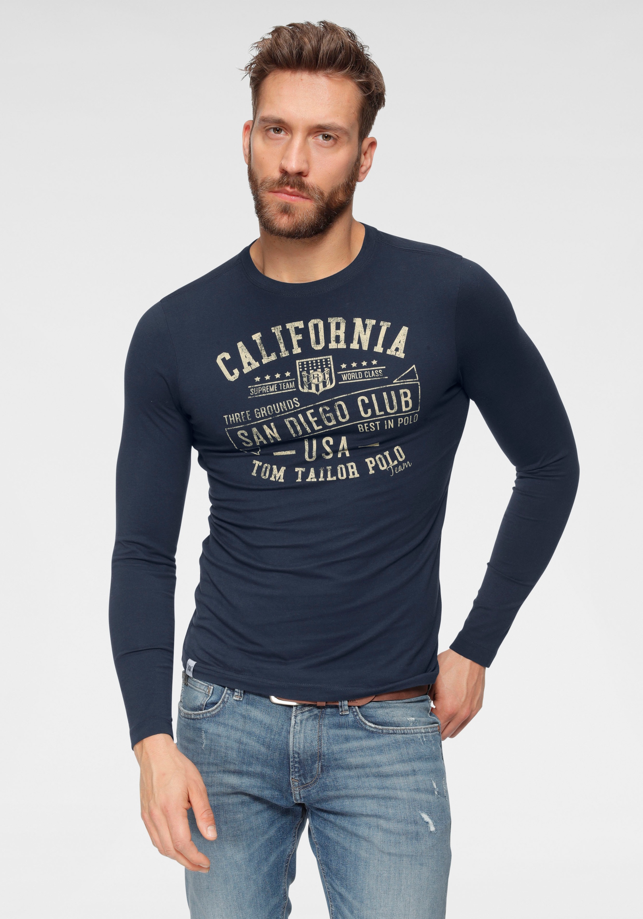 Image of TOM TAILOR Polo Team Langarmshirt, mit Logofrontprint bei Ackermann Versand Schweiz