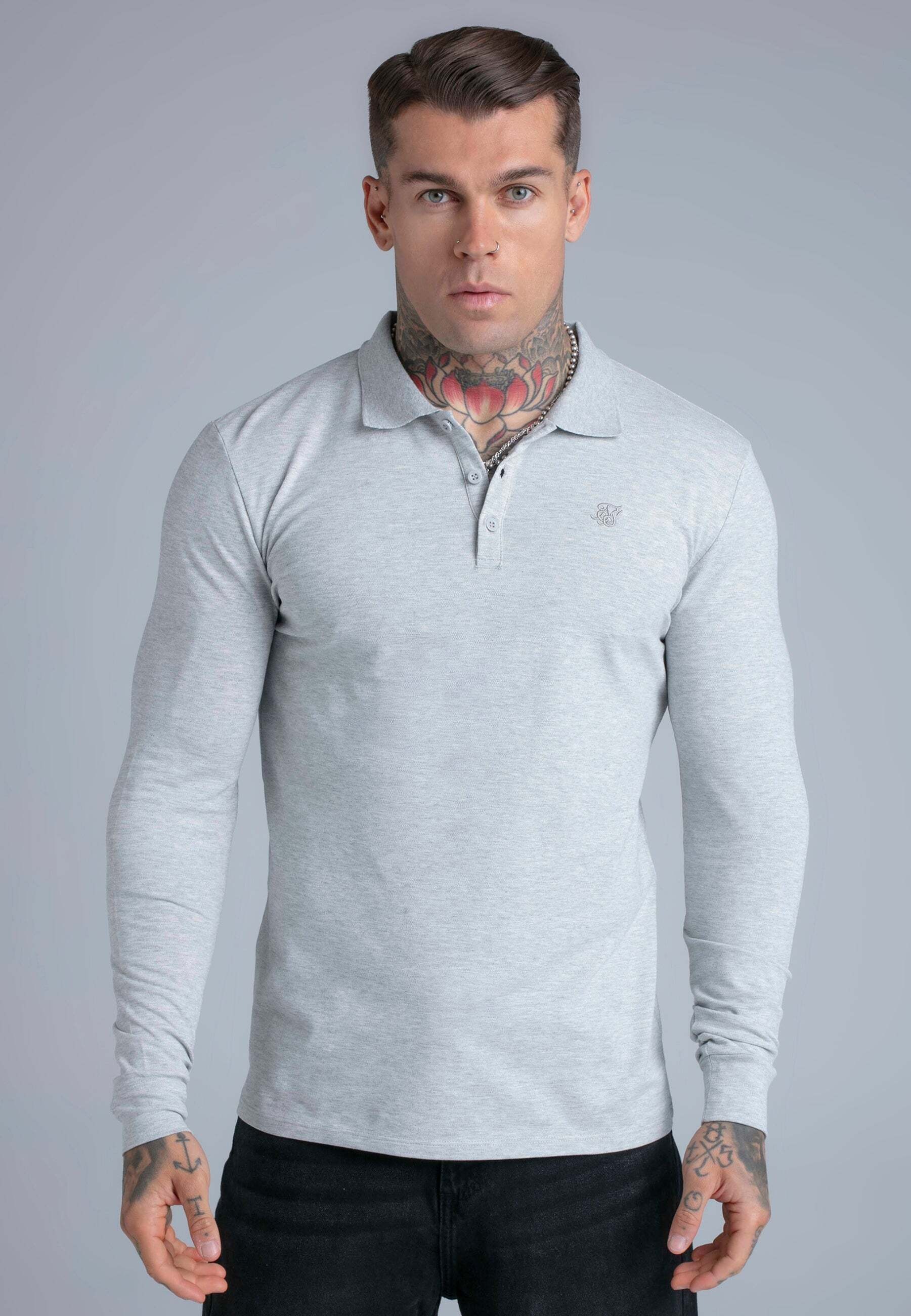 Image of Siksilk Langarm-Poloshirt "Siksilk Langarmpolo Button"