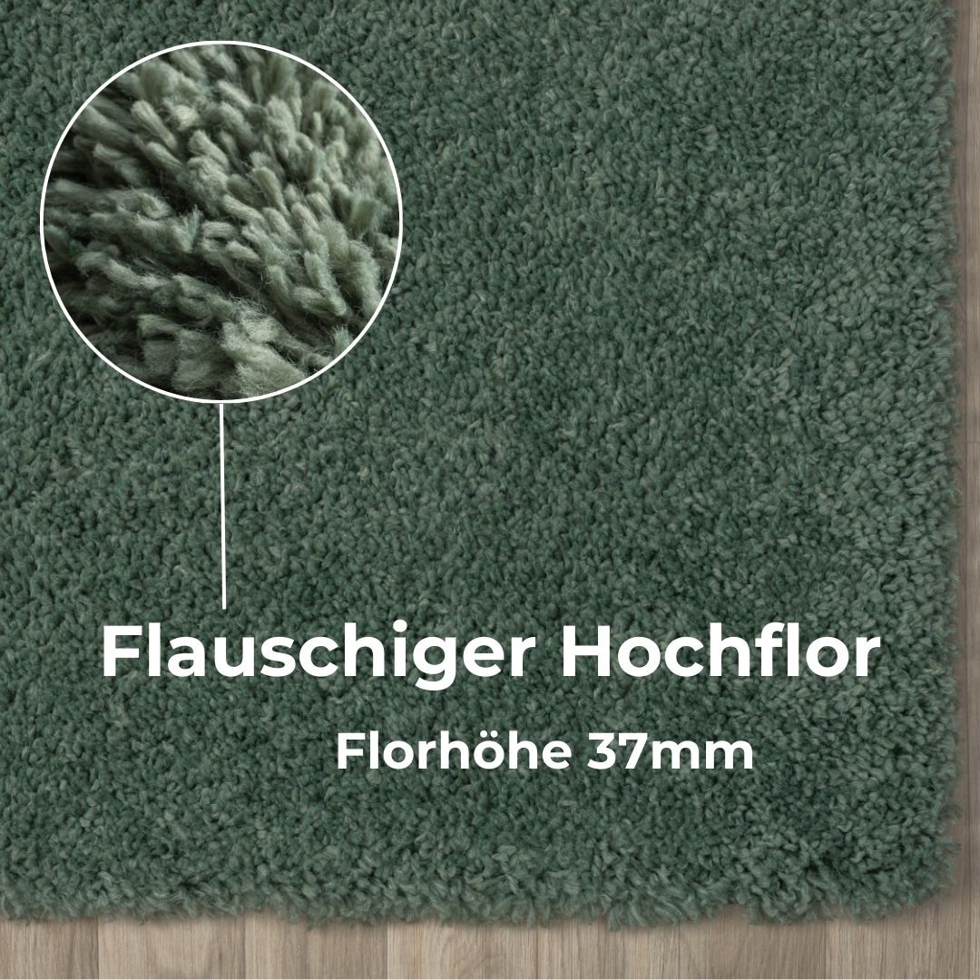 my home Hochflor-Teppich »Banji«, rechteckig, 37 mm Höhe, Uni Farben, weich und flauschig, auch als Läufer & in rund erhältlich