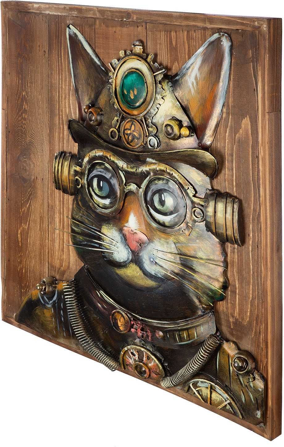 GILDE Tableau sur toile »Bild quadratisch Steampunk Cat« 1 cuis tlg.