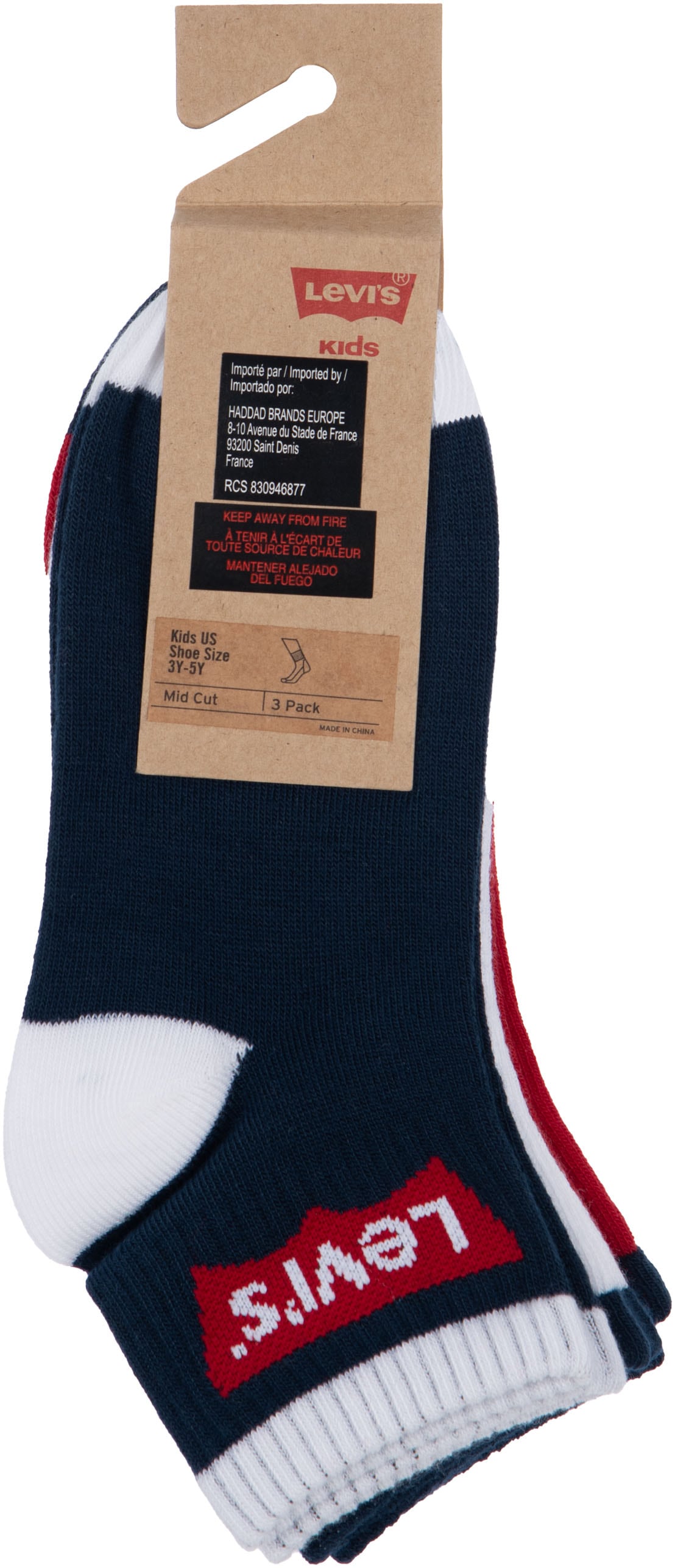 Levi's® Kids Socken »BATWING MID CUT3PK« Packung, 3 Stk. tlg. im 3er-Pack