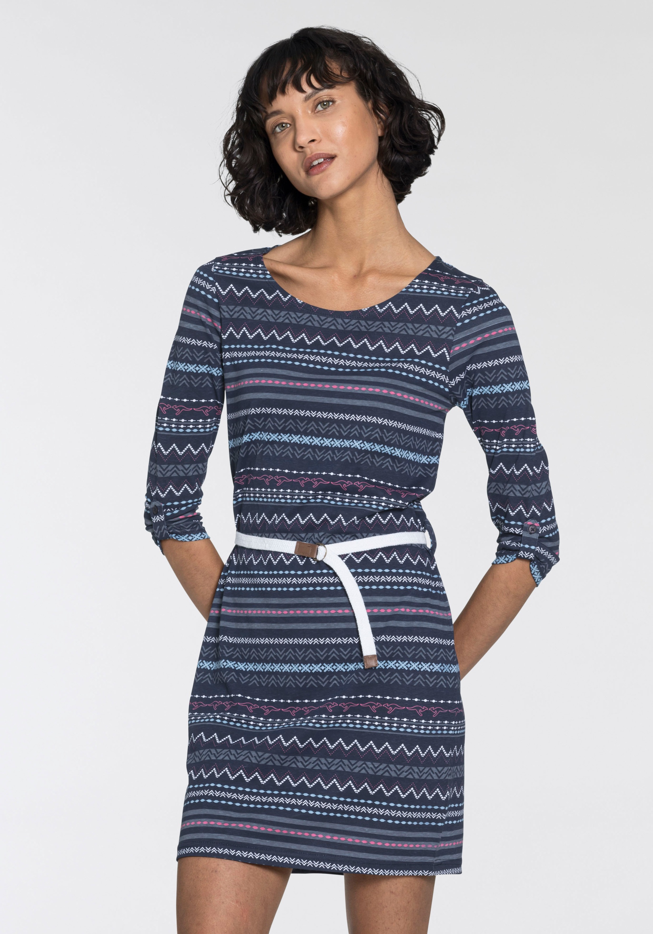 Image of KangaROOS Jerseykleid, mit Turn-Up-Ärmeln inkl. Gürtel bei Ackermann Versand Schweiz