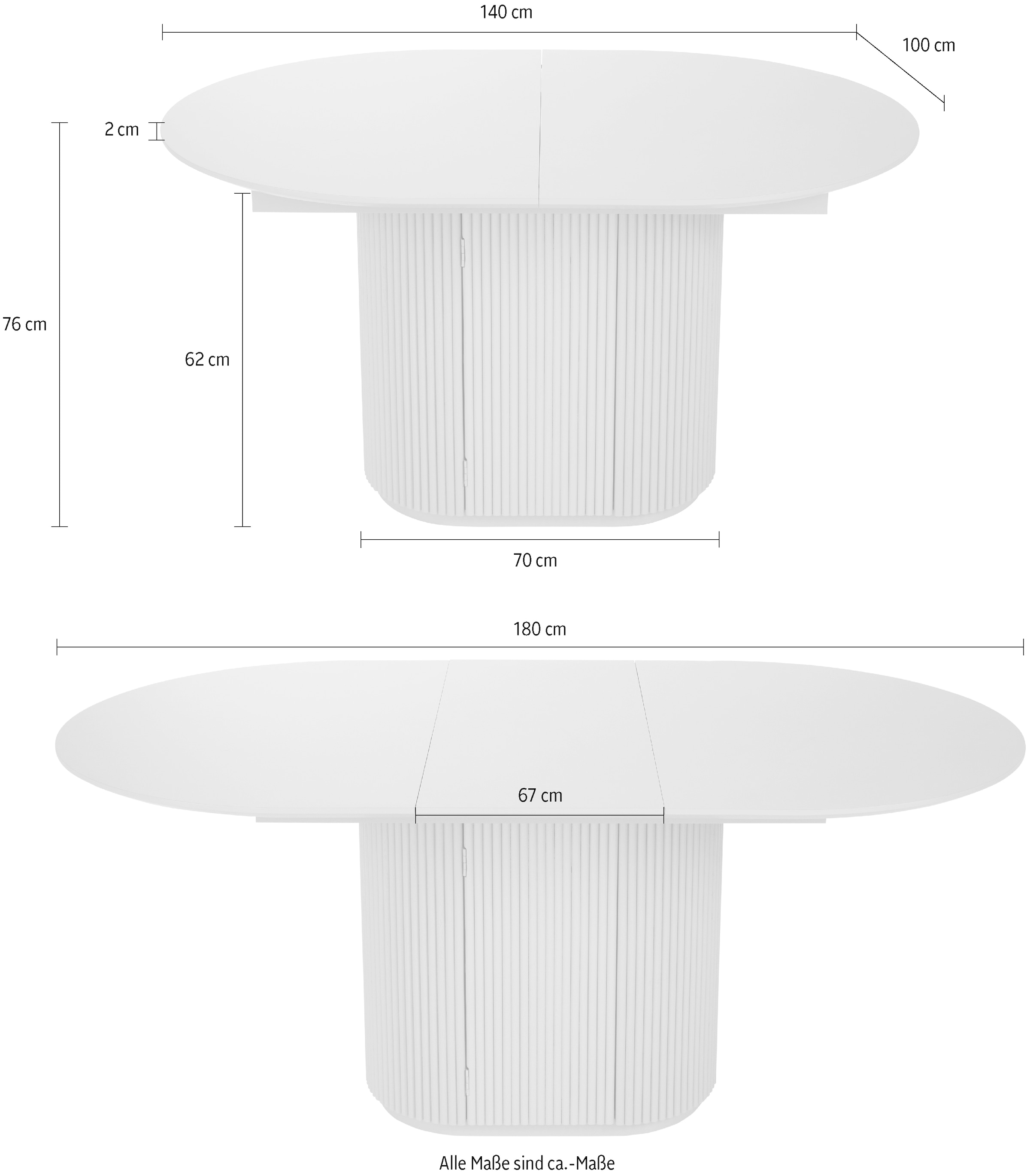 homsy by Ana Johnson Table de salle à manger »Storvia« extensible jusqu'à 180 cm, avec rangement pratique