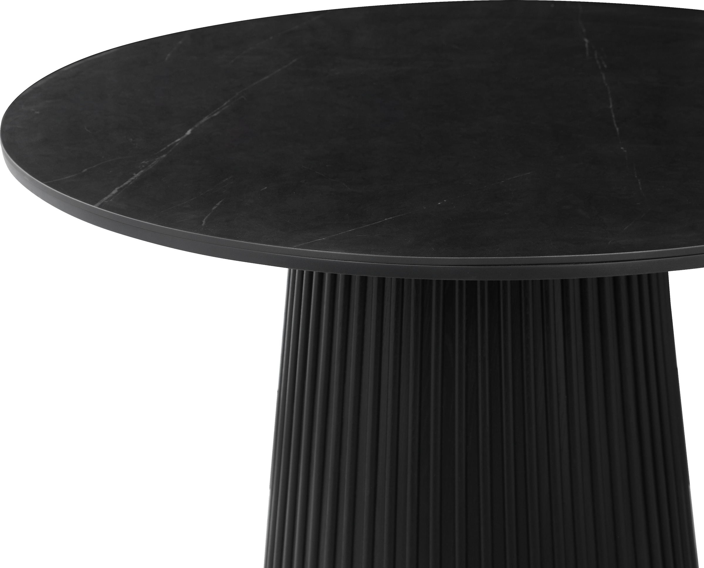Guido Maria Kretschmer Home&Living Esstisch »rund, Tisch mit hochwertiger Keramikoberfläche«, (Fuss aus massiver Esche), Esstisch mit hochwertige Keramikoberfläche, massiver Holzfuss aus Esche
