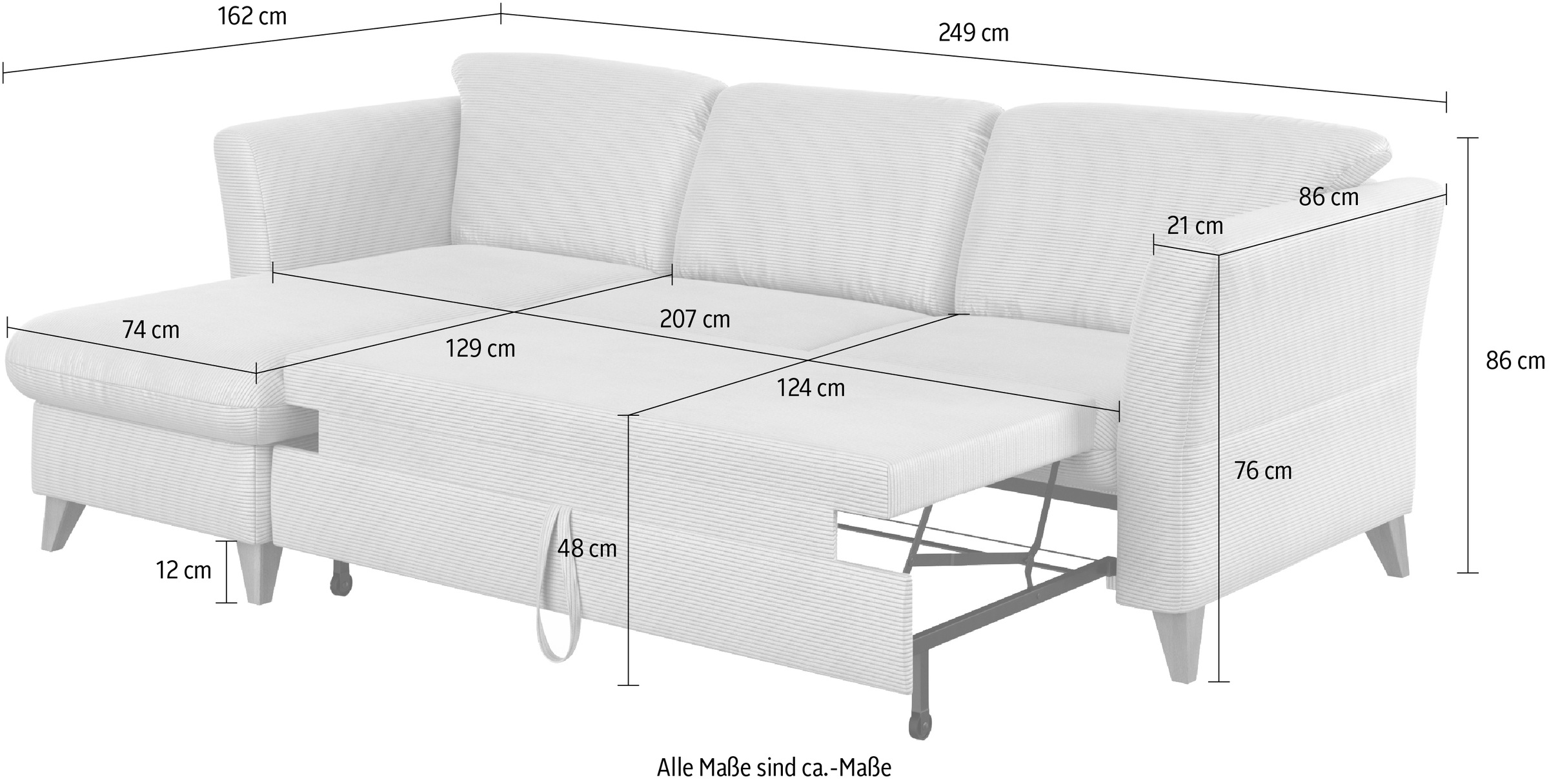 Home affaire Ecksofa »Trelleborg L-Form«, wahlweise mit Bettfunktion und Bettkasten, inkl. Federkern-Polsterung