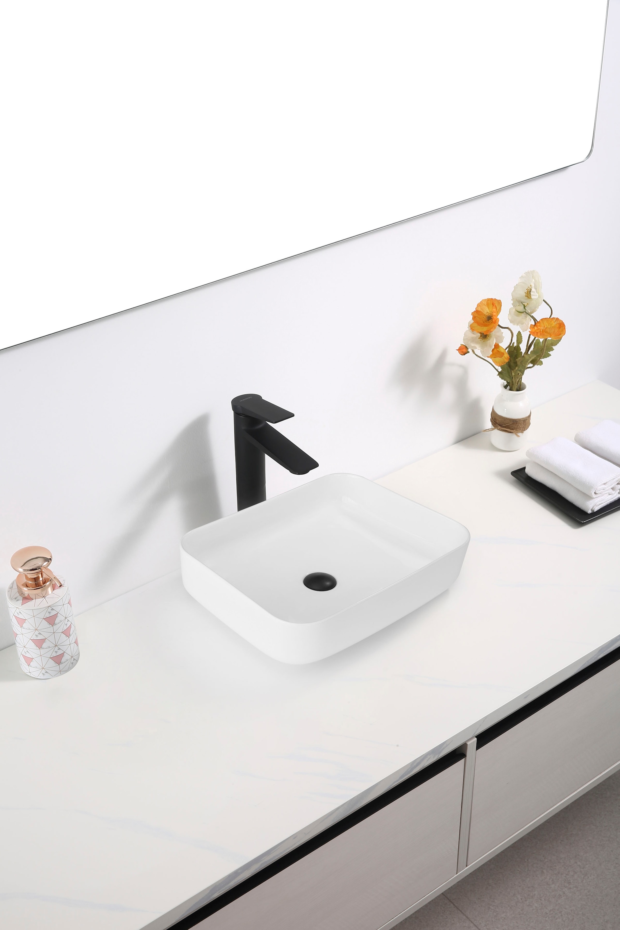 welltime Aufsatzwaschbecken »Vicenza« Rechteckig, Breite 58 cm, Tiefe 46 cm, Becken, Waschbecken