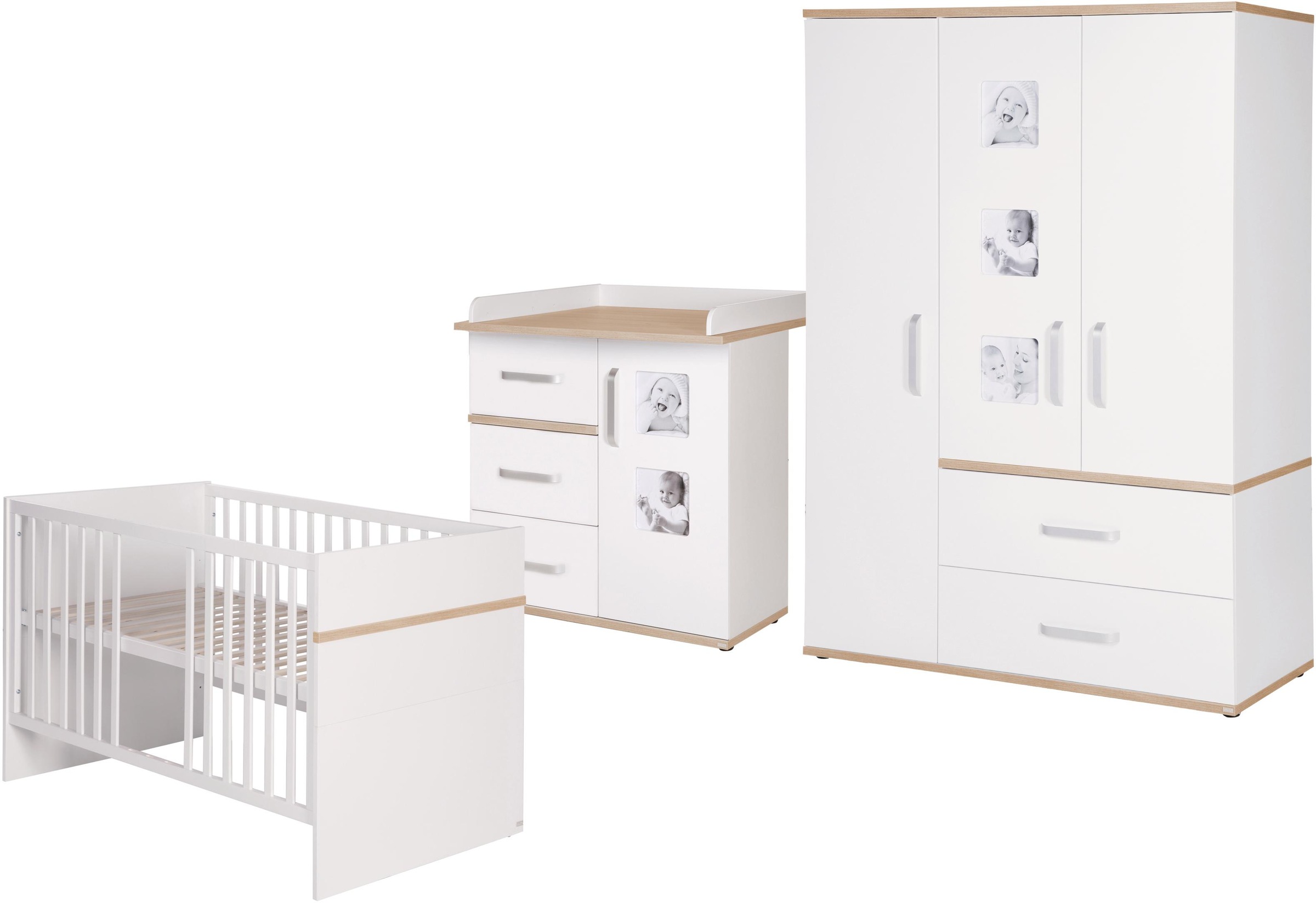 Image of roba® Babyzimmer-Komplettset »Pia«, (Set, 3 St., Kinderbett, Schrank, Wickelkommode), schmal; mit Kinderbett, Schrank und Wickelkommode bei Ackermann Versand Schweiz