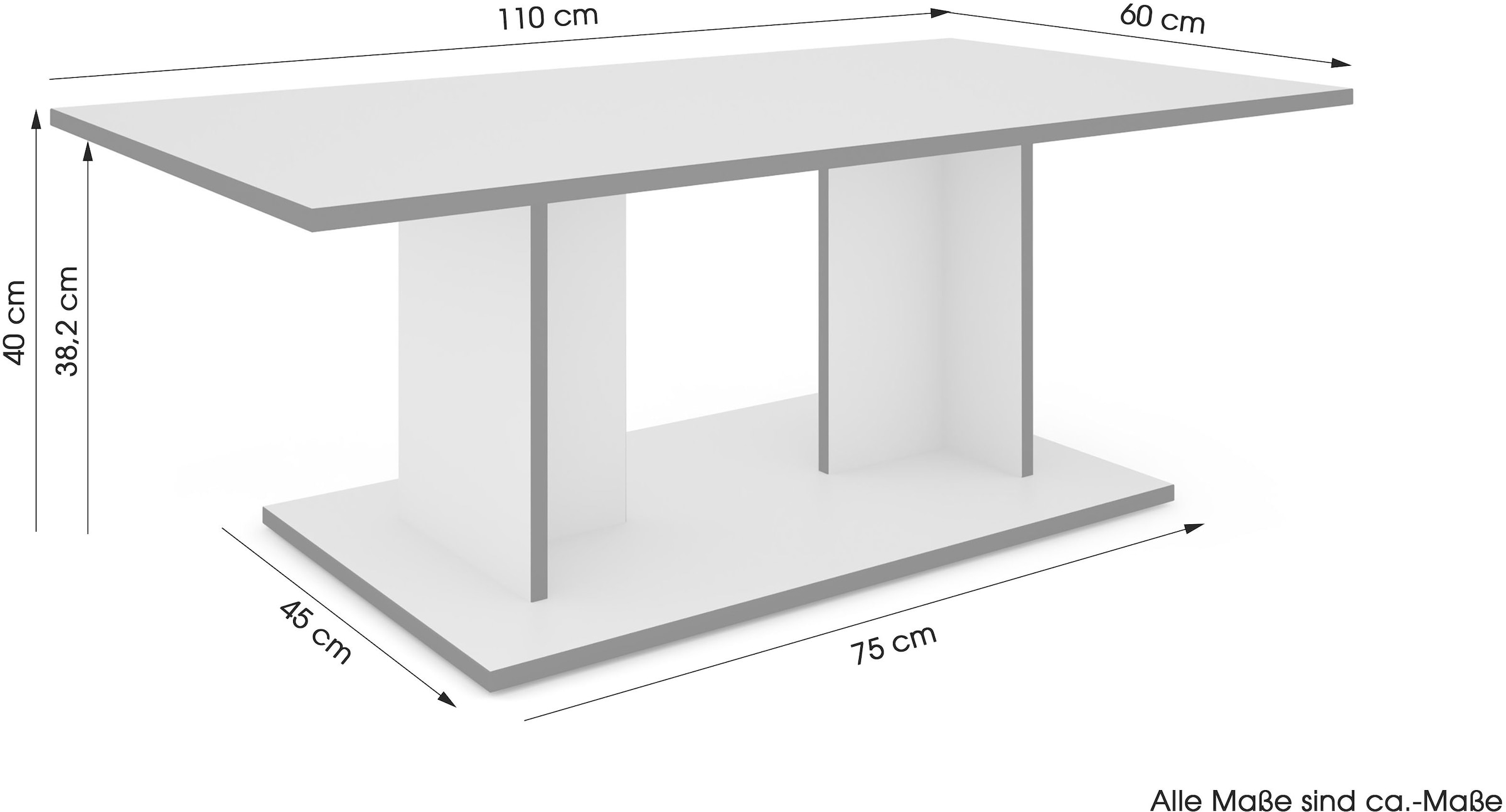 byLIVING Table basse »TOM« Aspect chêne ou blanc, bord noir, capacité de charge 40 kg, L : 110 cm
