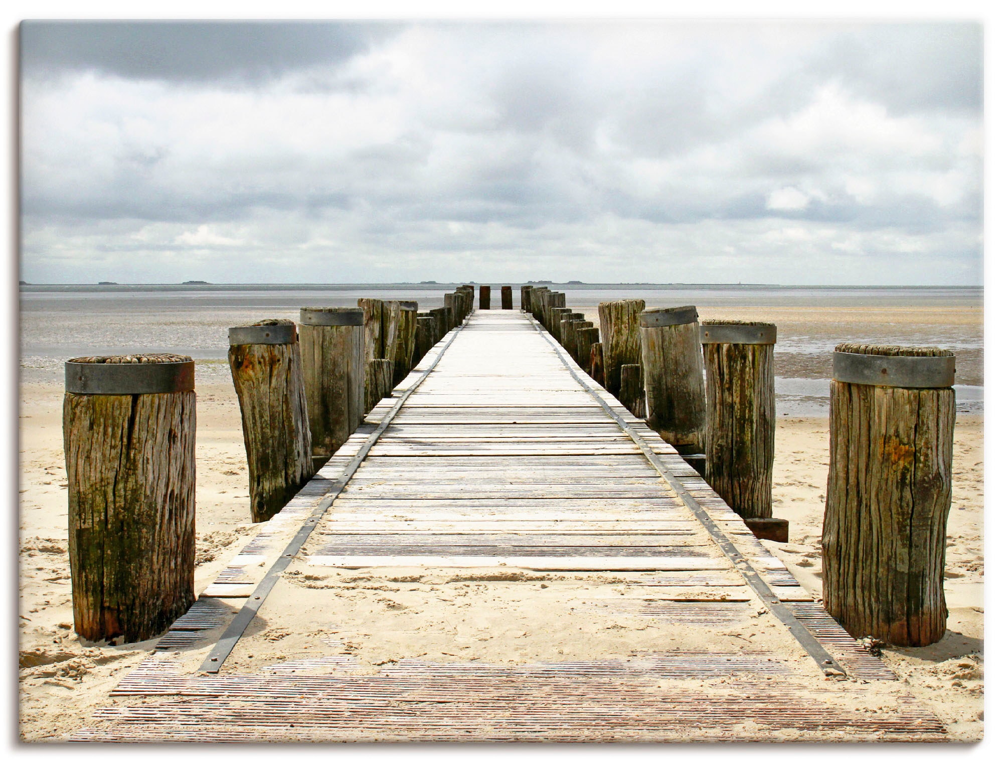 Image of Artland Leinwandbild "Steg ins Watt" Strand 1 Stk. tlg. auf Holzrahmen gespannt