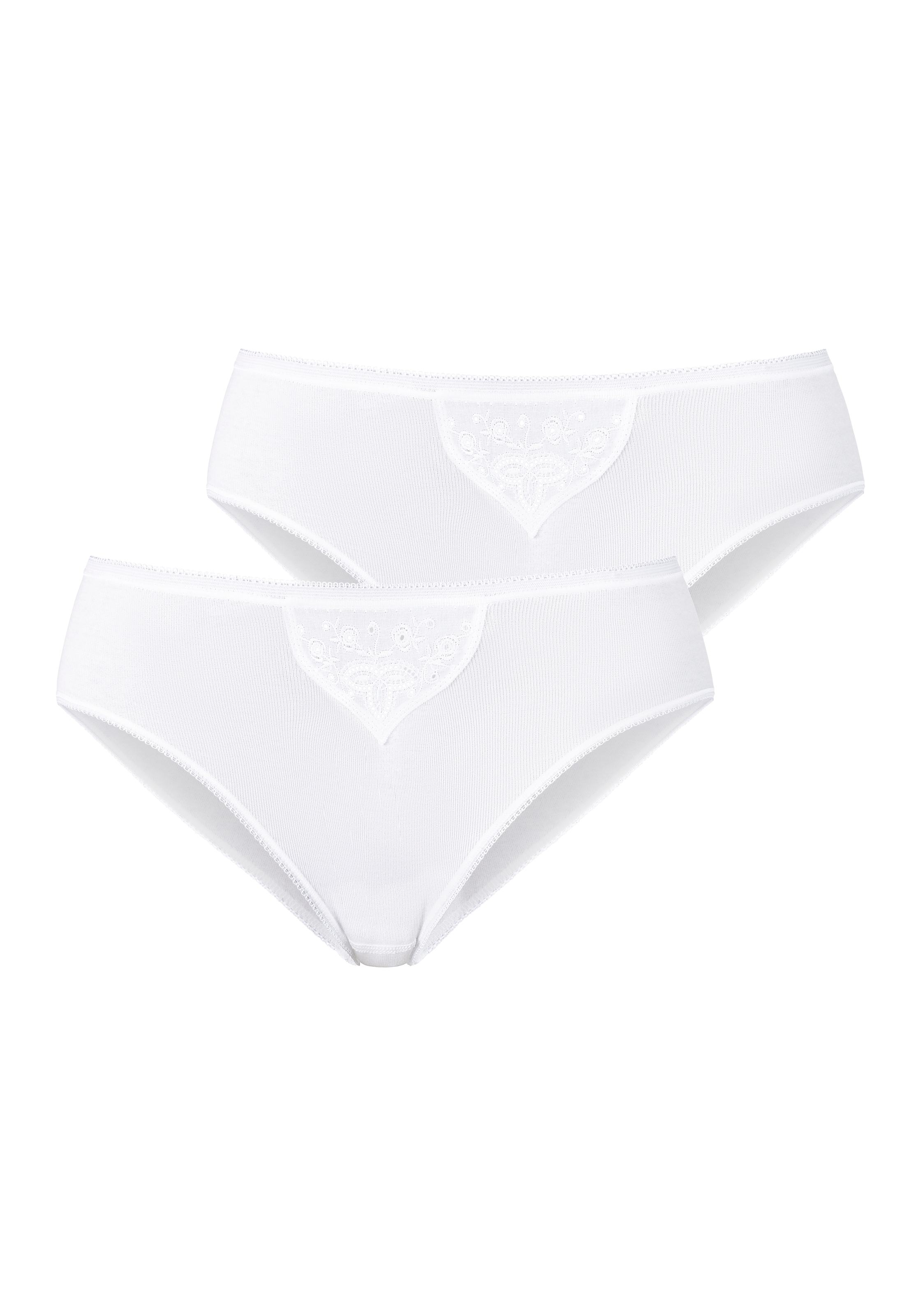Image of Schiesser Tai-Slip ""Cotton Essentials"" 2er-Pack, mit zarten Stickerei-Motiven