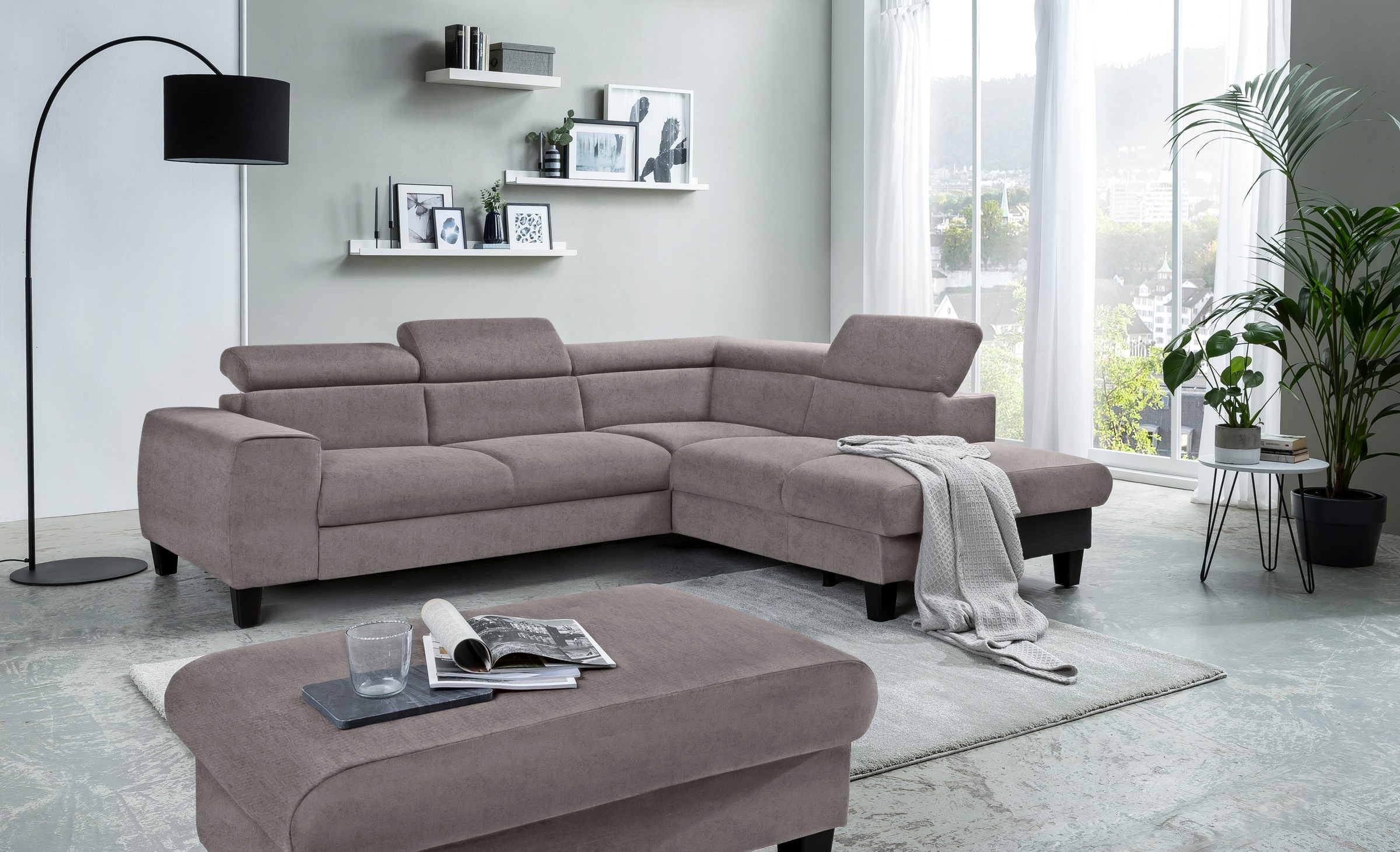 COTTA Ecksofa »Morven L-Form«, Kopfteilverstellung, wahlweise mit Bettfunktion und Bettkasten